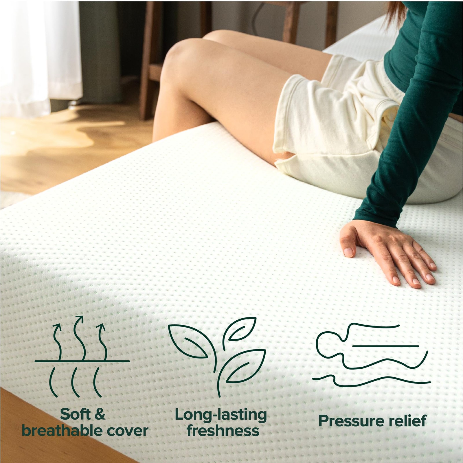 Full Memory Foam Mattress with Green Tea Infusion for Comfort and Freshness