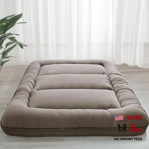 6″ Extra Thick Japanese Floor Mattress Futon Mattress, Queen Dark Grey