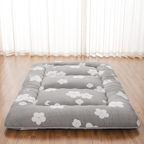 Japanese Floor Mattress Full (80″l X 54″w) Grey Cotton ( 4″th + Dust Cover ）