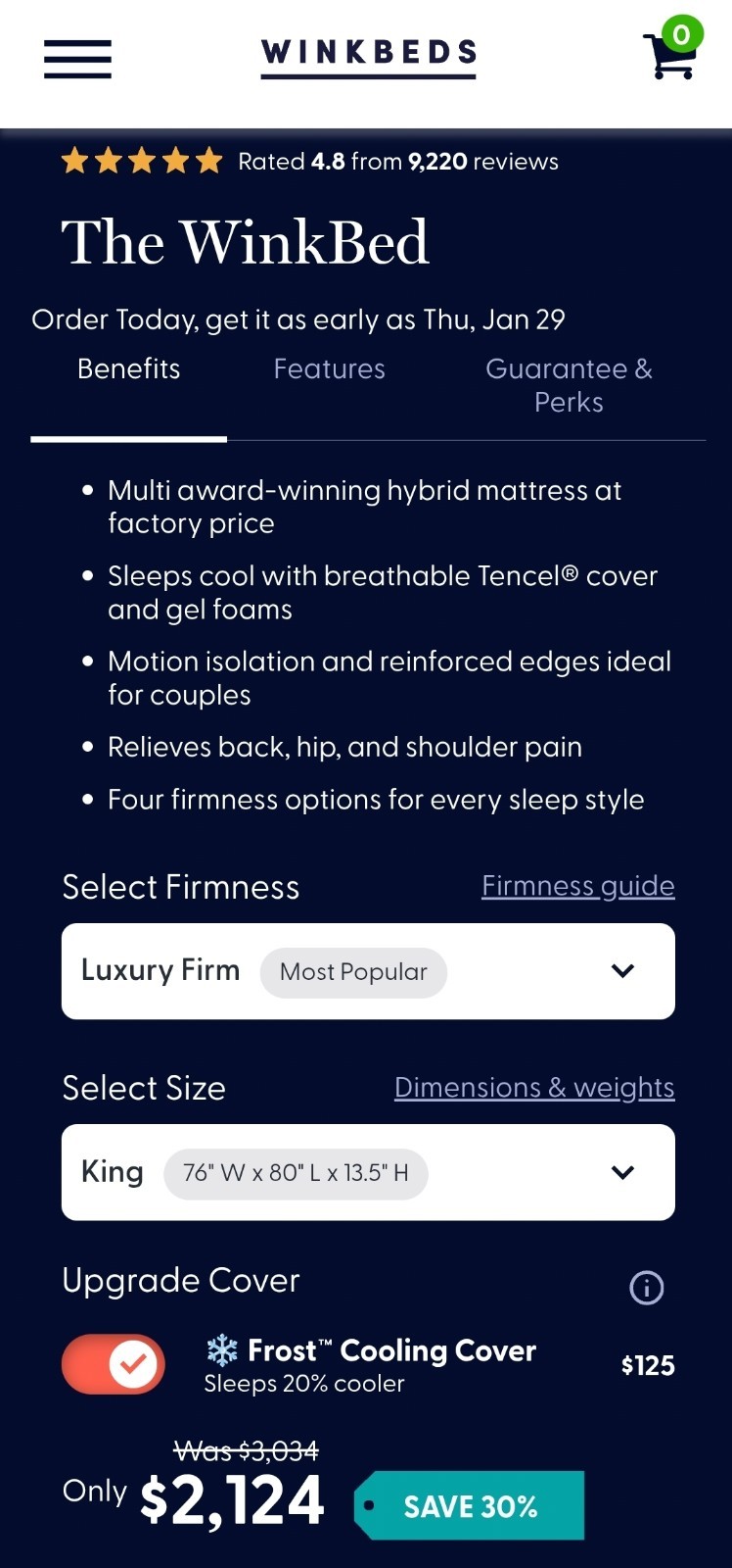 Winkbed Softer King Size