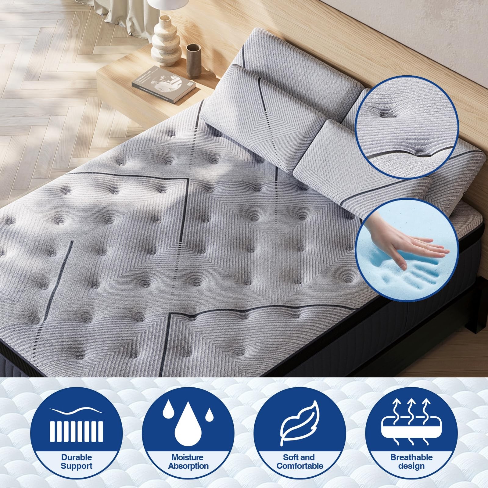 California King Mattress, 14Inch Medium Hybrid Mattress,Cooling Memory Foam &…