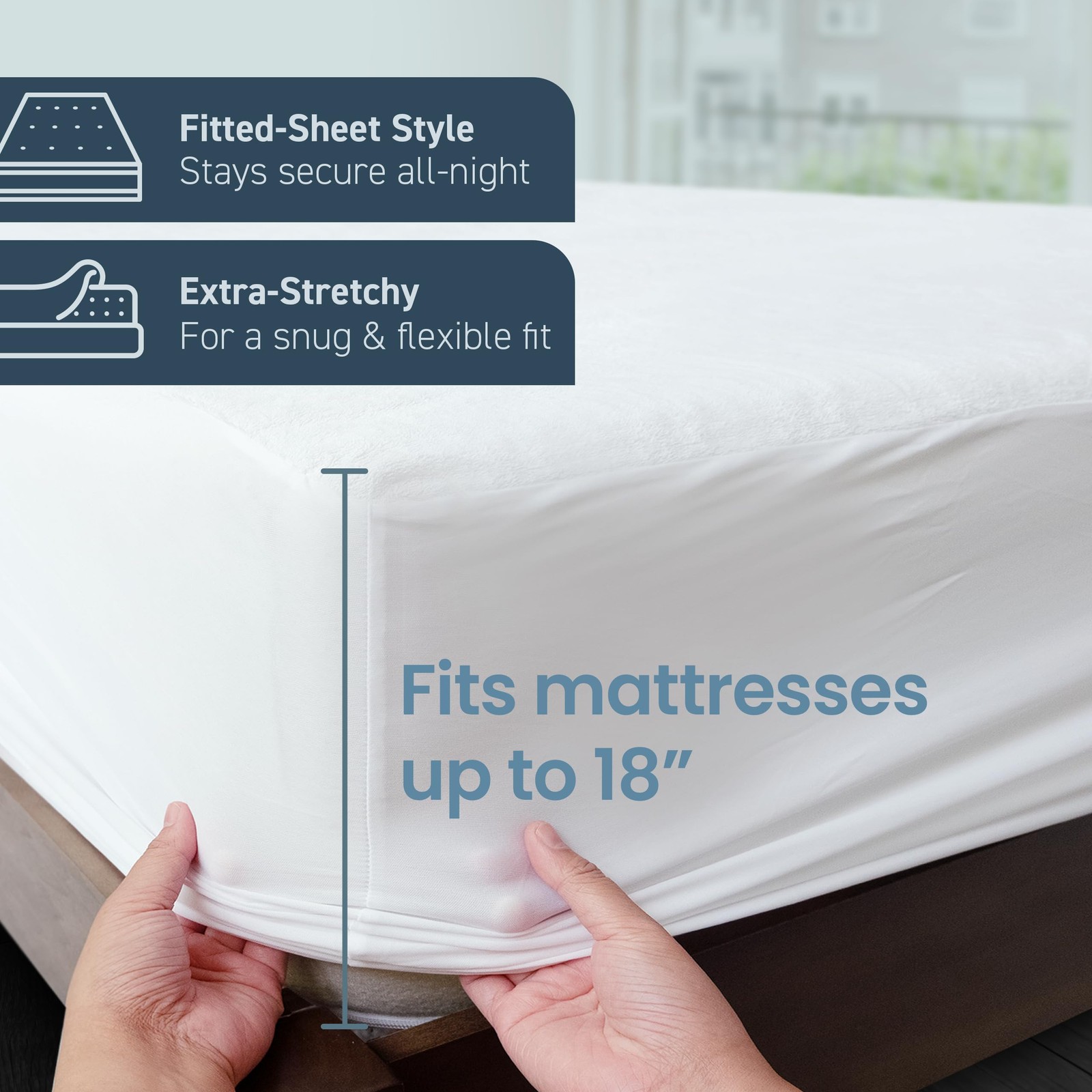 SafeRest Waterproof King Size Mattress Protector – Fitted King, Pure White