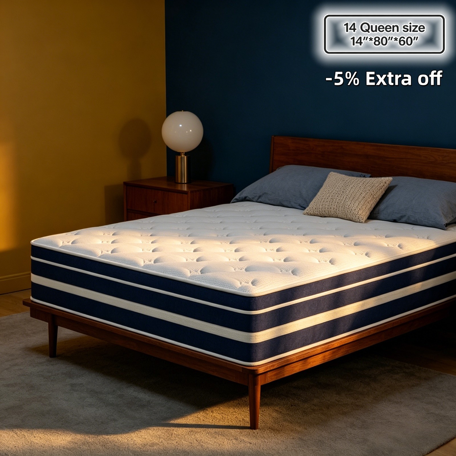 10/12/14″ Twin Full Queen King Mattress Gel Memory Foam Hybrid Spring Bed In Box