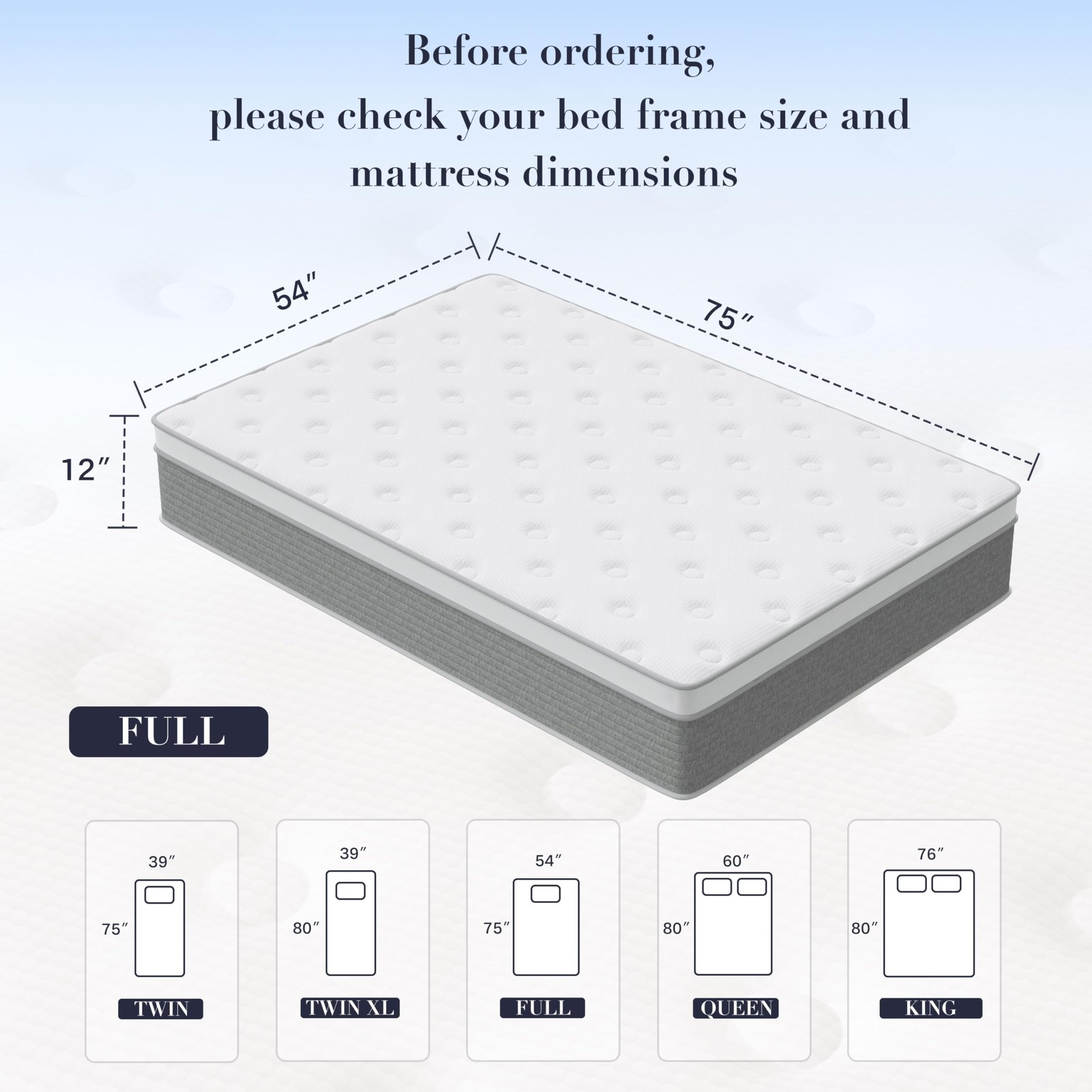 Full Size Mattress – 12 Inch Memory Foam Mattress in a Box for Pressure Relie…
