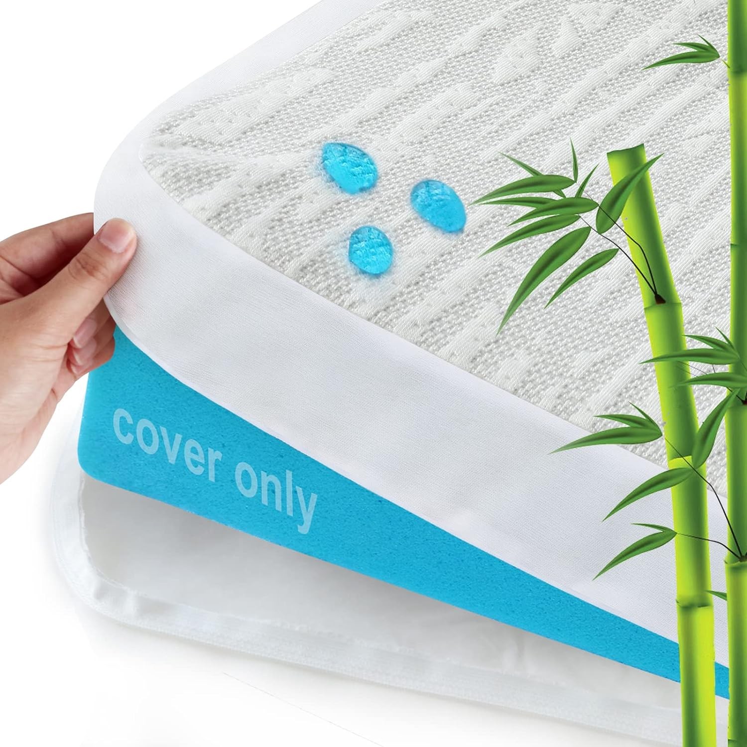 Mattress Topper Cover Protector King Size 3 Inch, 100% Waterproof King, Grey