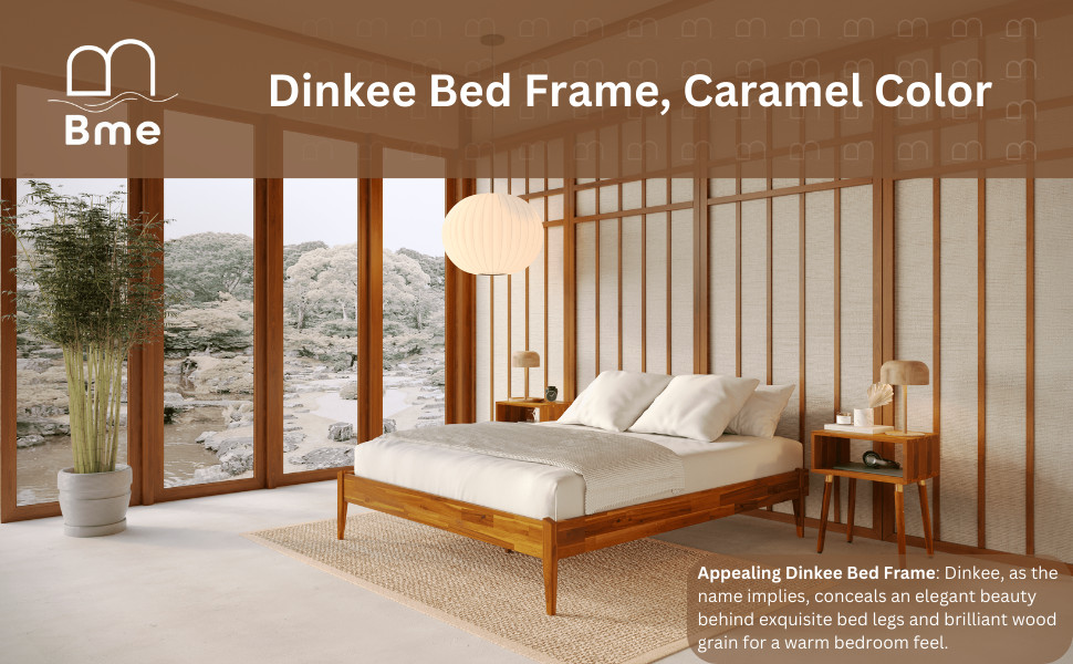 Dinkee 15″ Solid Wood Platform Bed Fre Without Headboard – Japanese