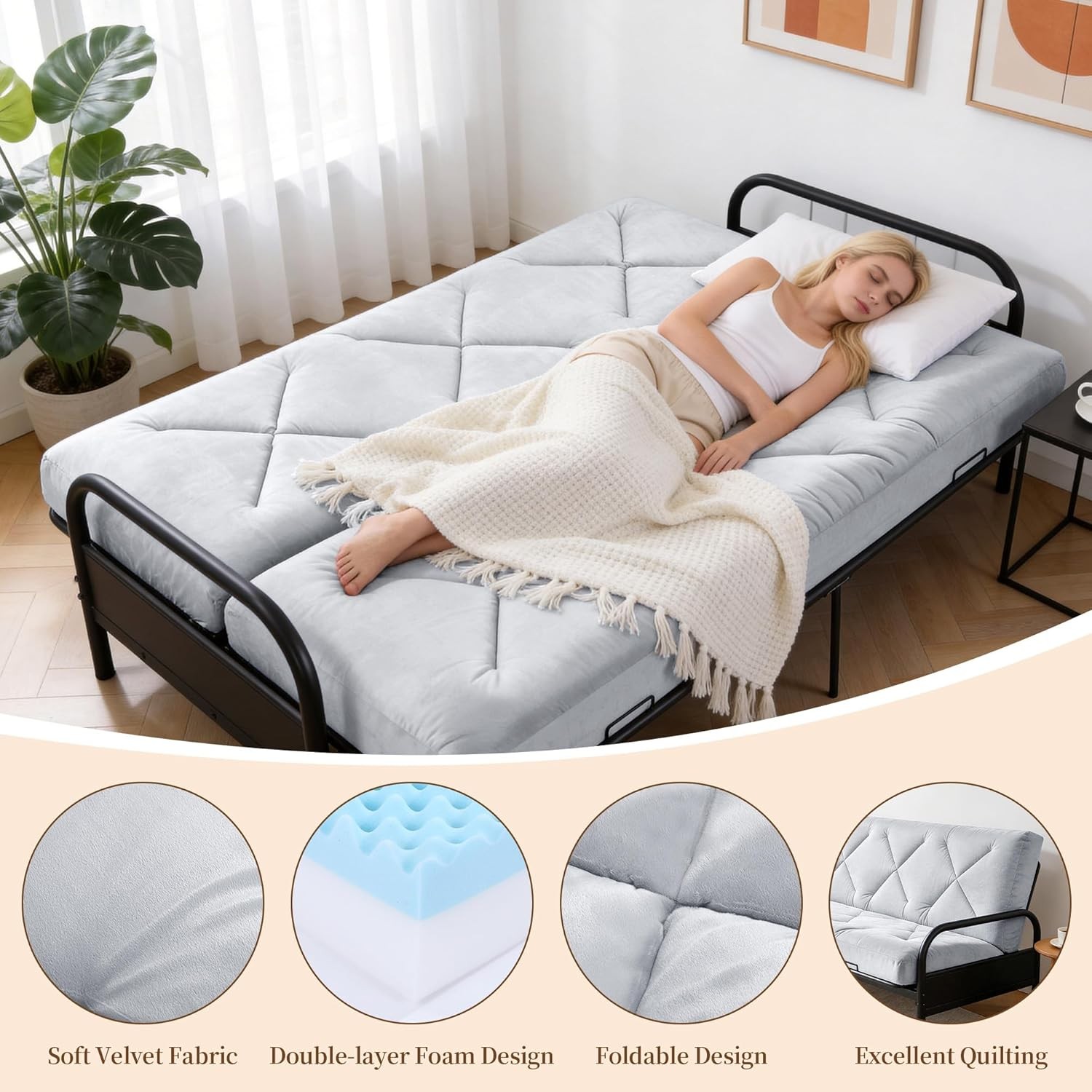 Foldable 6» Full Size Futon Mattr, -Sided Fo Design