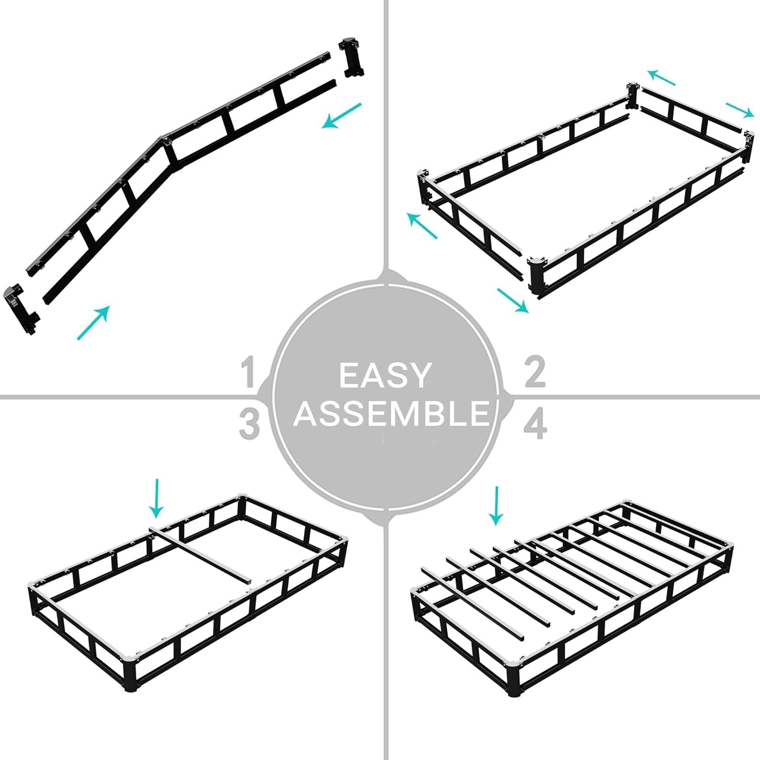 Twin Box Spring 4 Inch High Profile Box Spring Twin Bed Sturdy Metal Frame