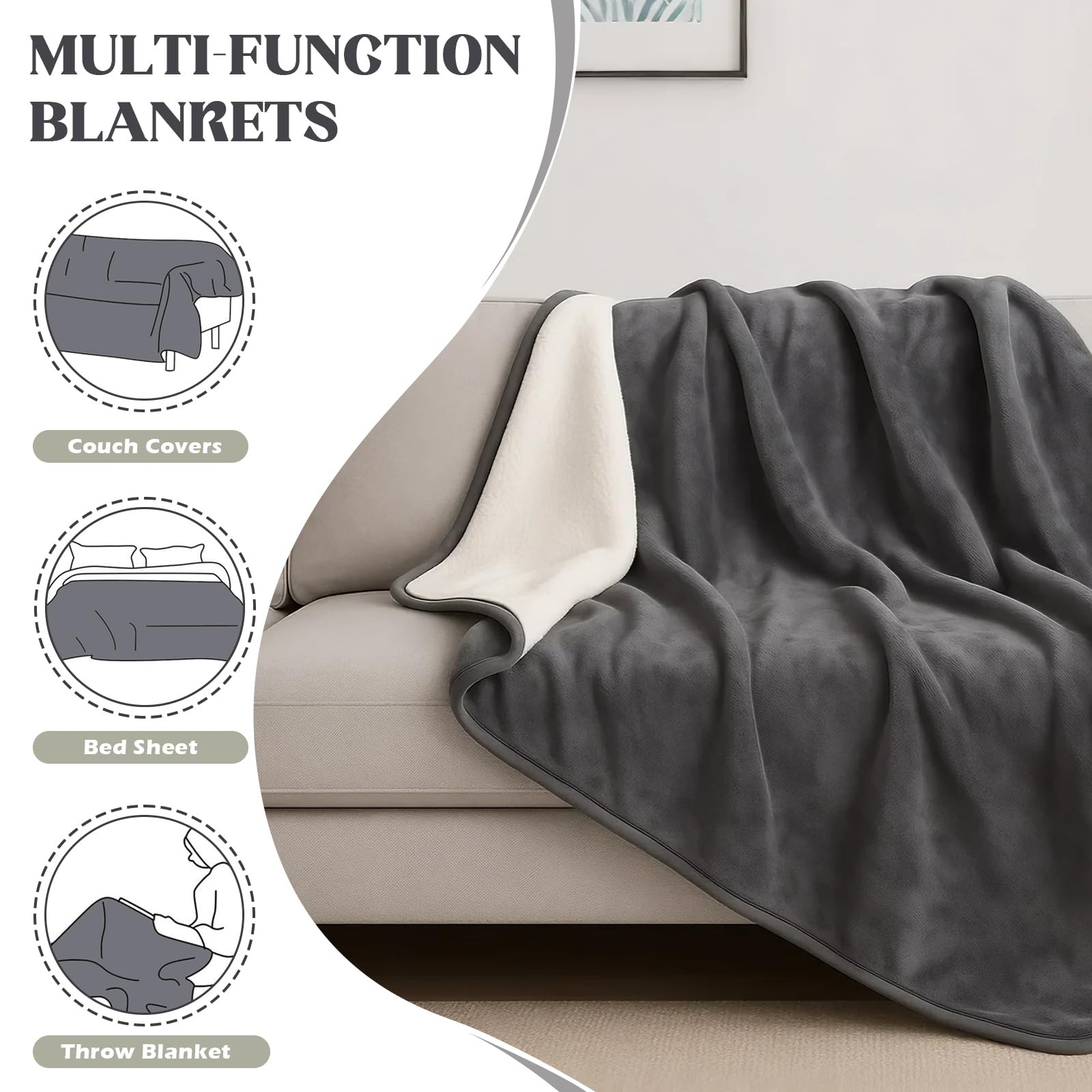 DOVIROS Waterproof Blanket for Bed Intimacy, Love 80×60 inches, Grey
