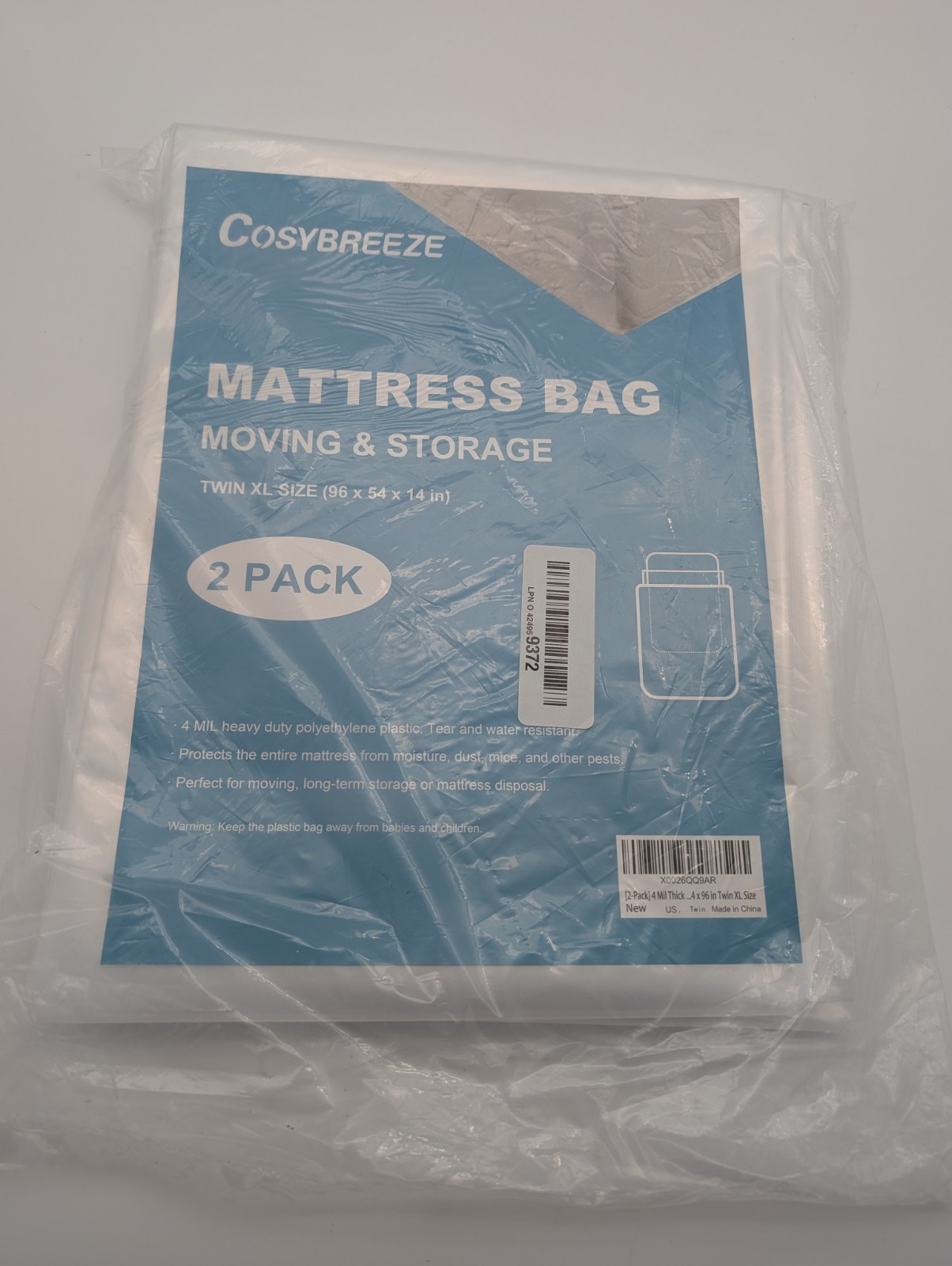 [2-Pack] Mattress Bag for Moving, Storage A – Twin XL (54 x 96 Inch)