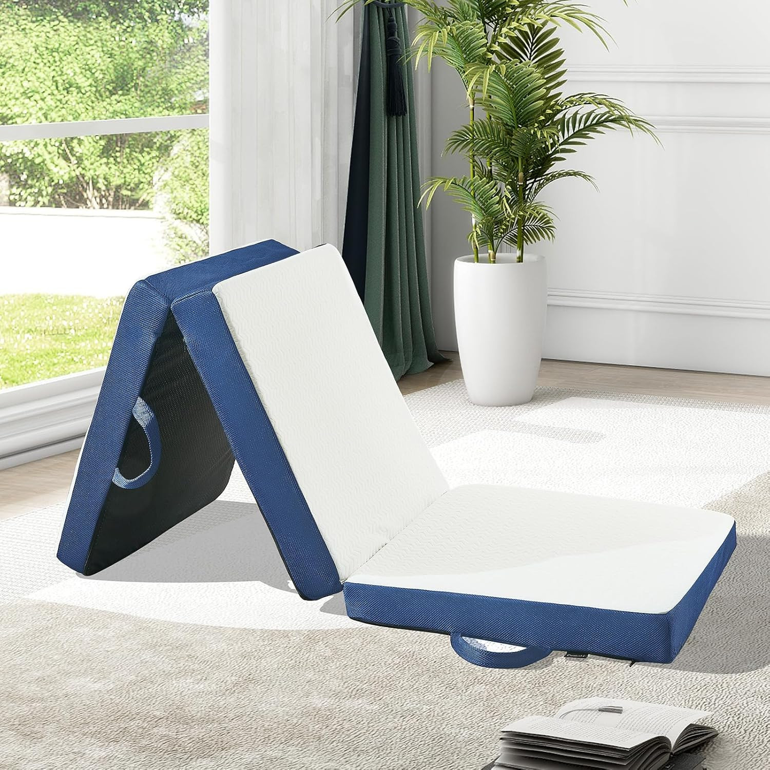 Folding Mattress Single Size,6 Inch Memory Foam Tri Portable Trifold Mattress To