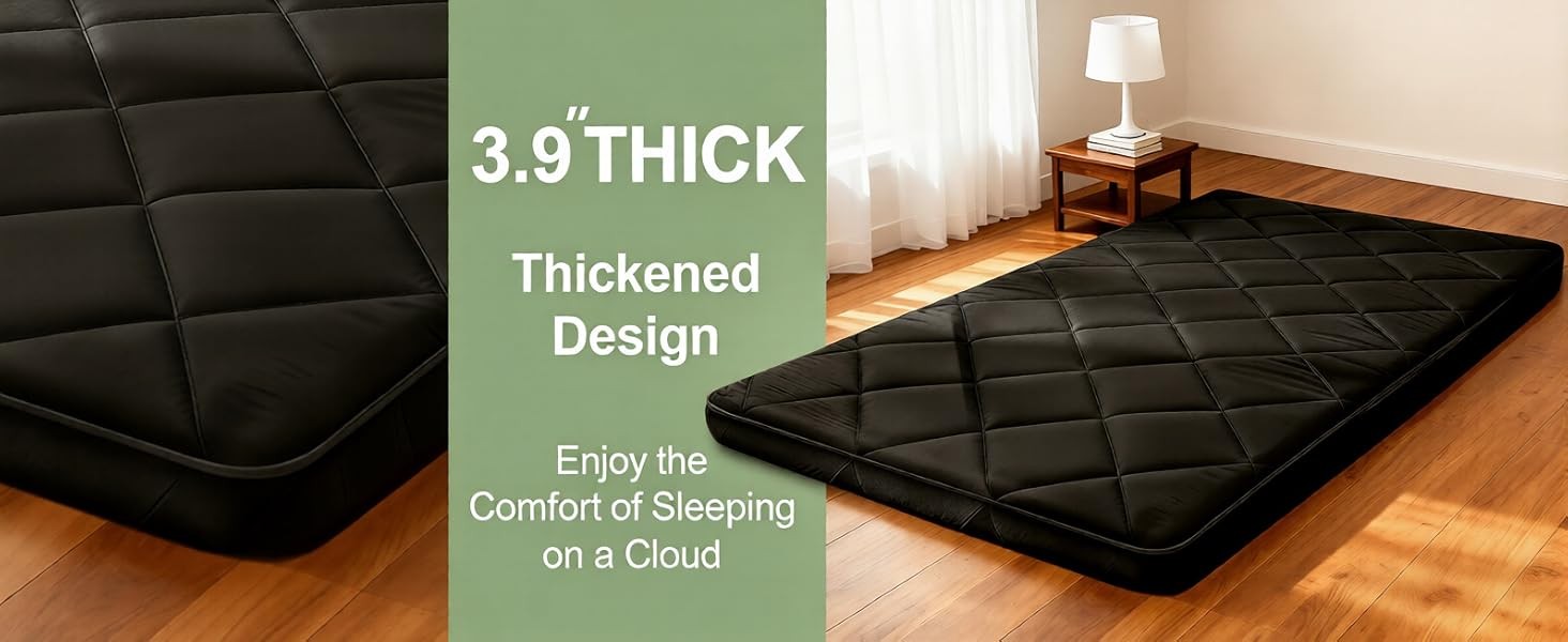 Japanese Futon Floor Mattr Queen Size 60″×80″, 3.9″ Thien 5-Layer