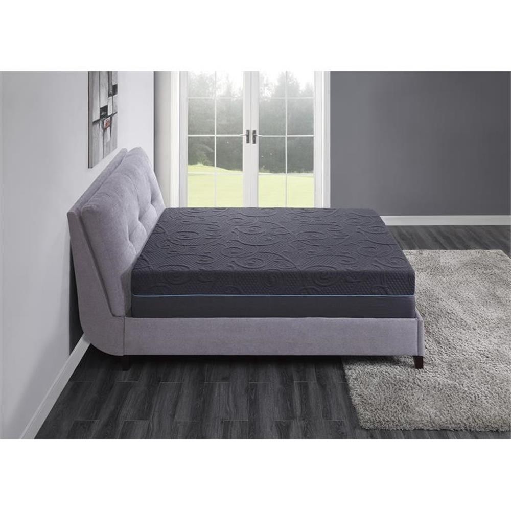 Pemberly Row 14″ Fabric Queen Gel Memory Hybrid Mattress in Gray