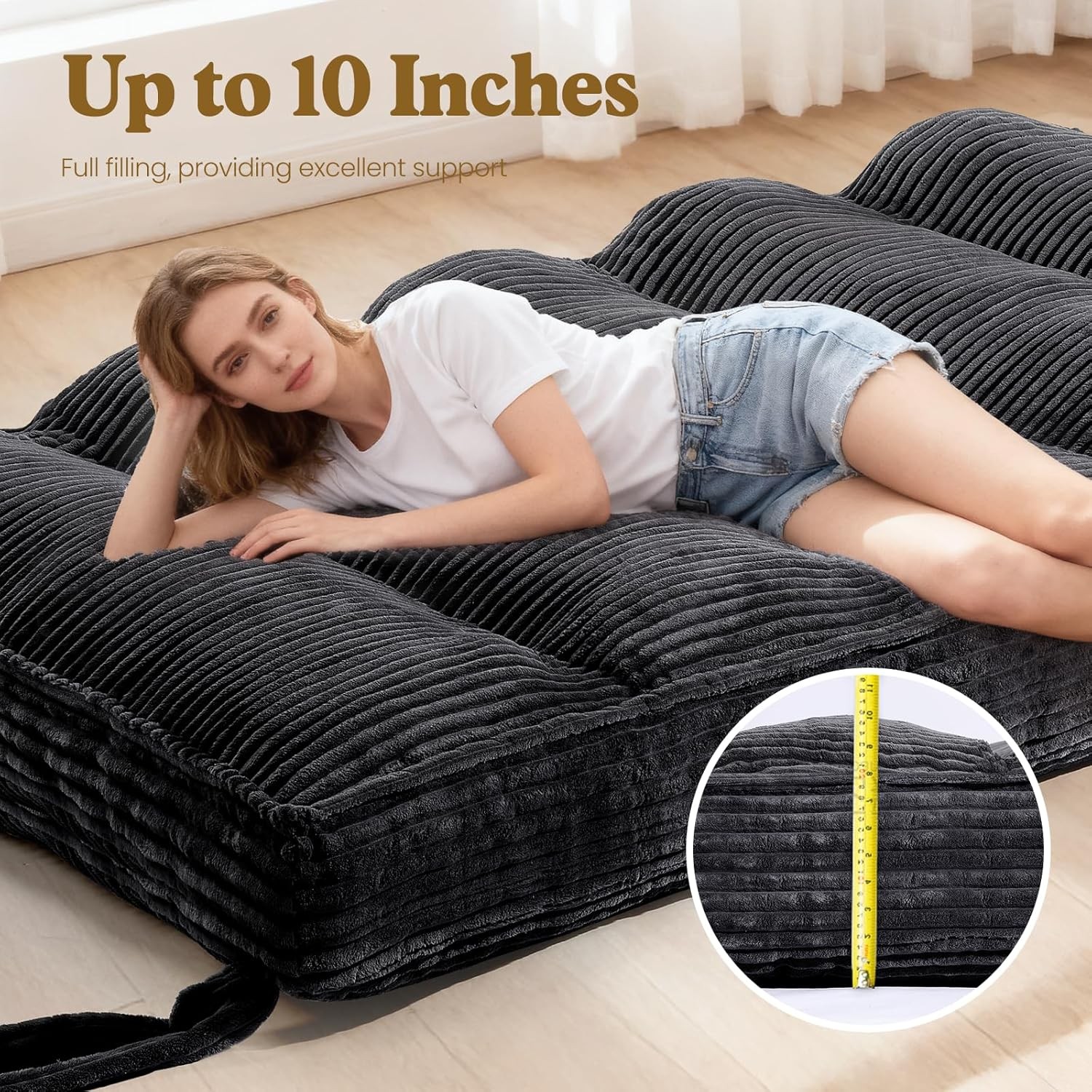 10″ Futon Mattr Queen Size, Ultra Thi Futons Sofa Couch Bed Sleeper