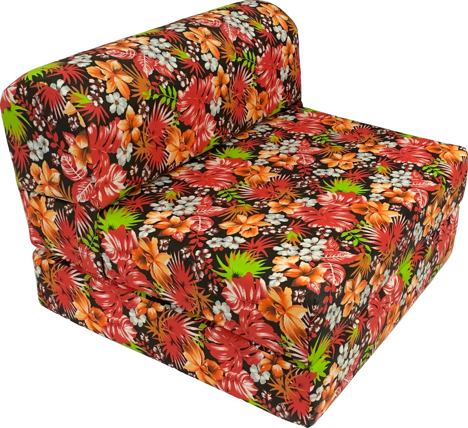 Full Sleeper Chair Folding Foam Beds, Foldable Sofa Couches 6x48x72 Tropical Red