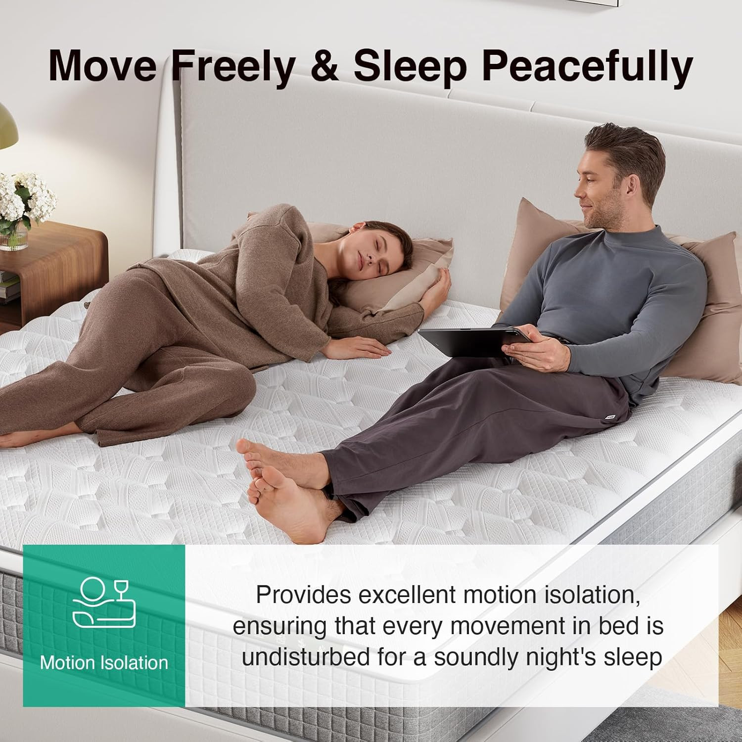 12″ Queen Hybrid Mattress with Cooling Gel Foam & Pocketed Coils for Comfort