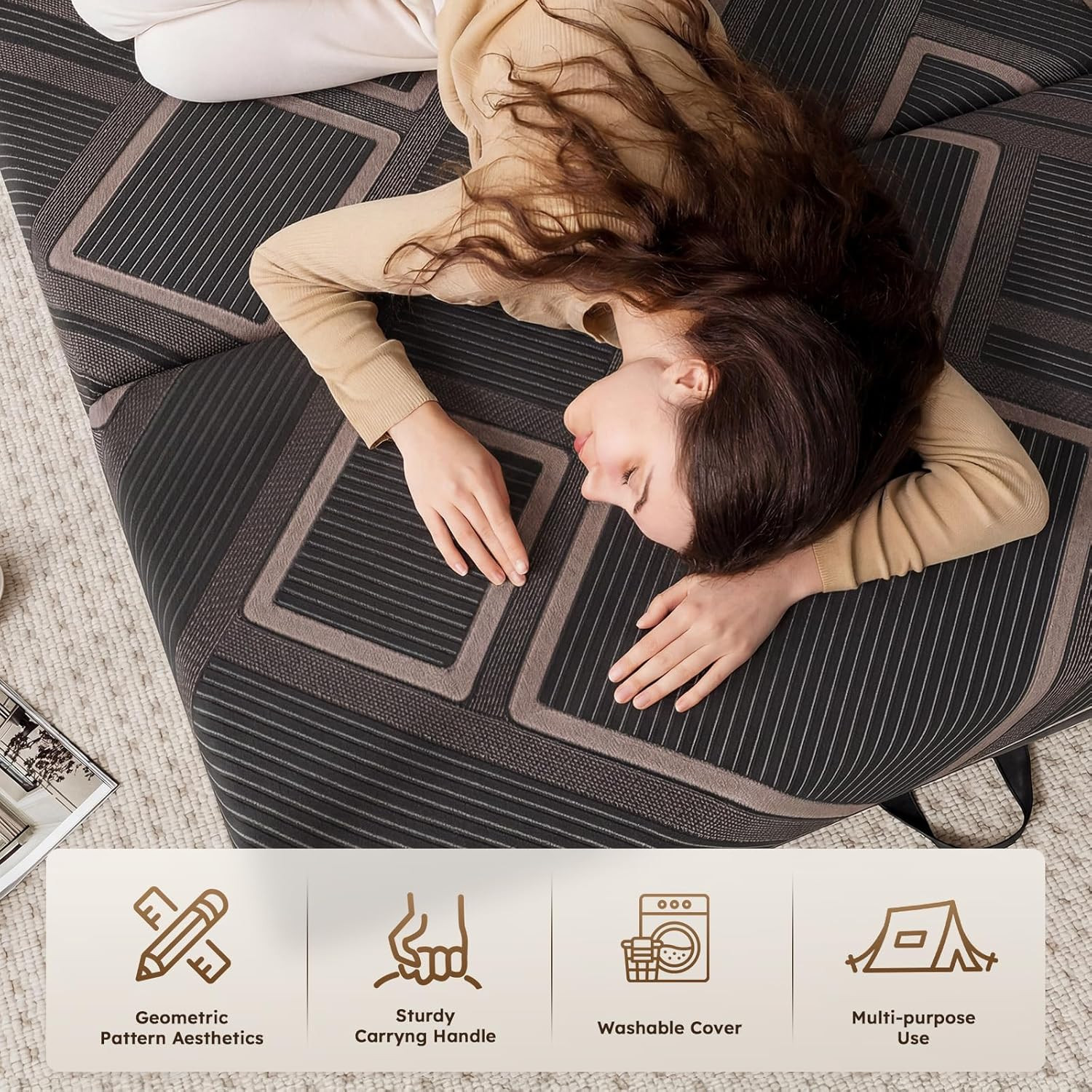 Trifold Mattress Queen Size – 6 Inch Foldable Memory Foam Mattress 8″ X 58″ X 6″