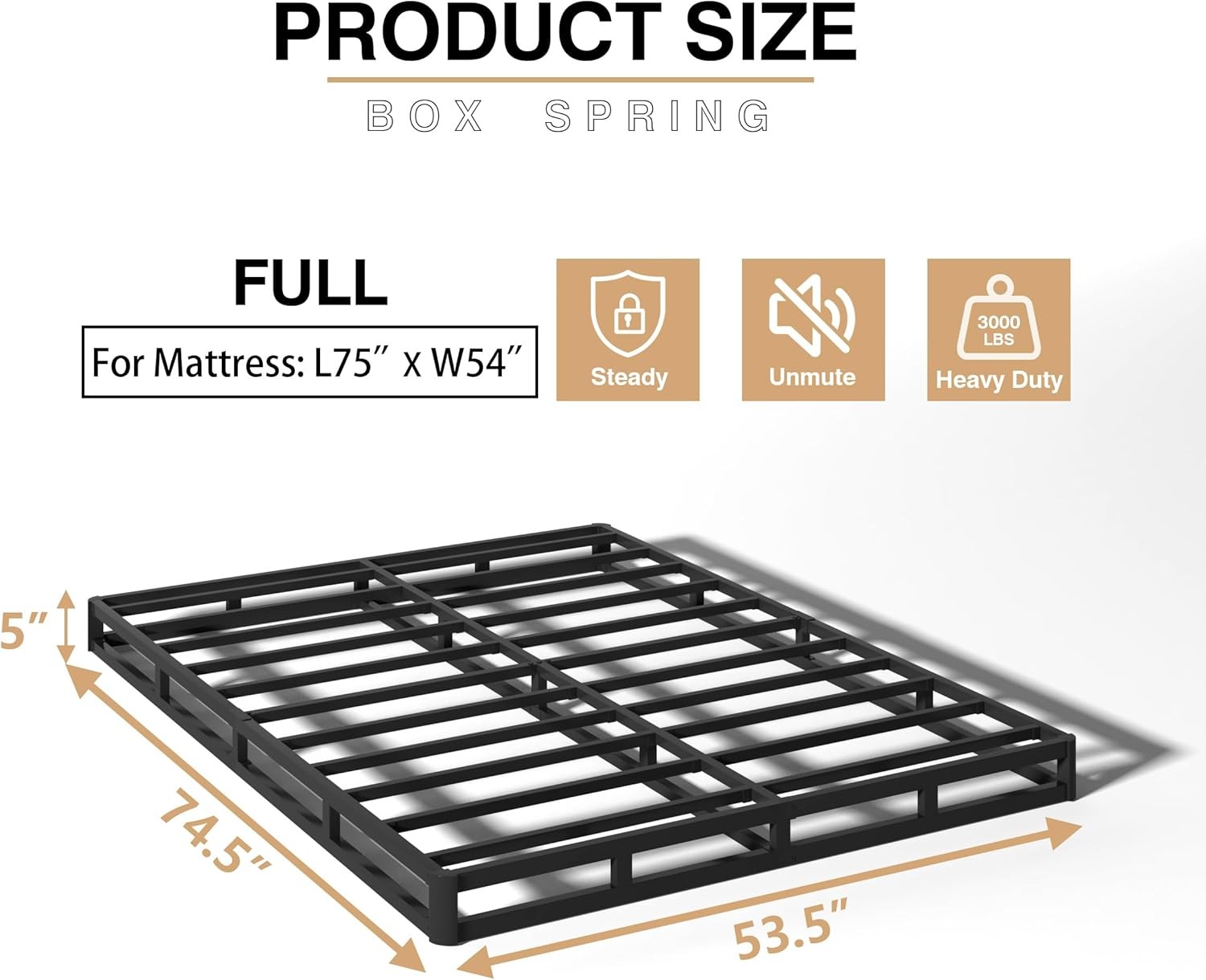 Metal Box Spring, Heavy Duty 3000 lbs Mattress Foundation