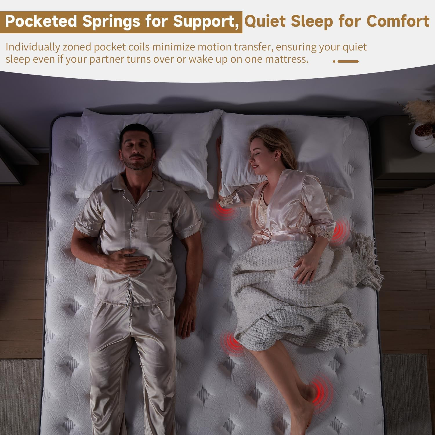 14″ Queen Hybrid Mattress, Medium Firm, Pocket Springs, CertiPUR-US, Fiberglass