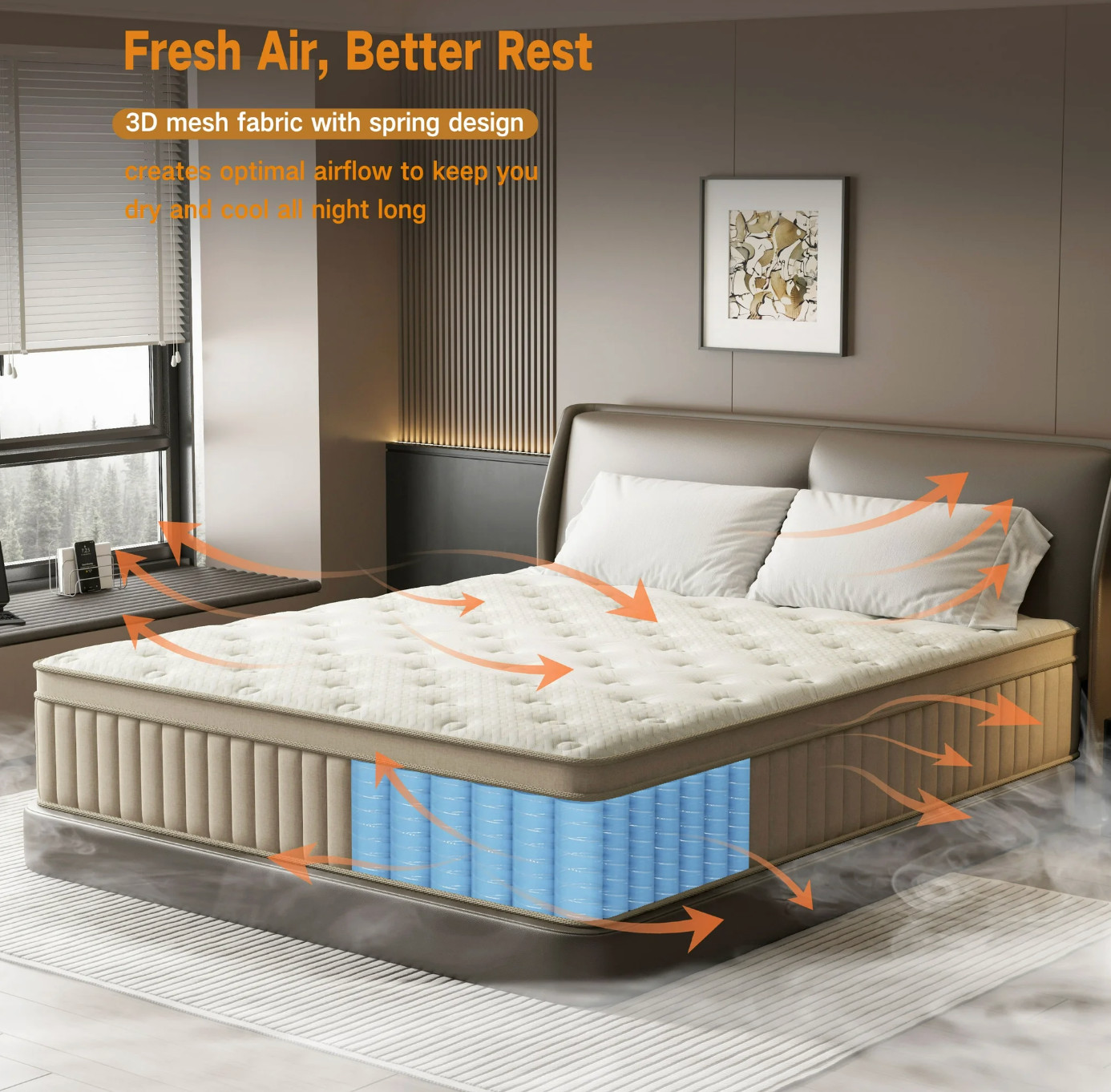Colchón Full Híbrido 12” Gel Memory Foam Firme Medio / Full Hybrid Mattress