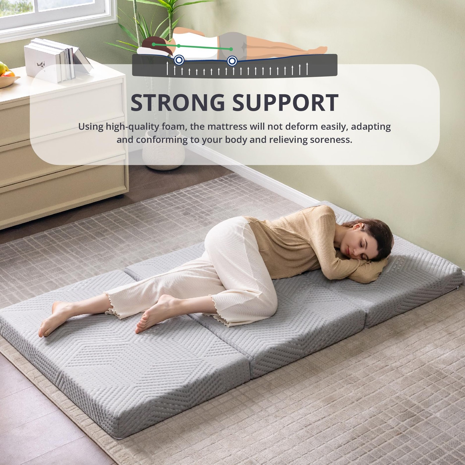Folding Mattress, 4 Inch Single Tri Folding Memory Foam Mattress for Camping …