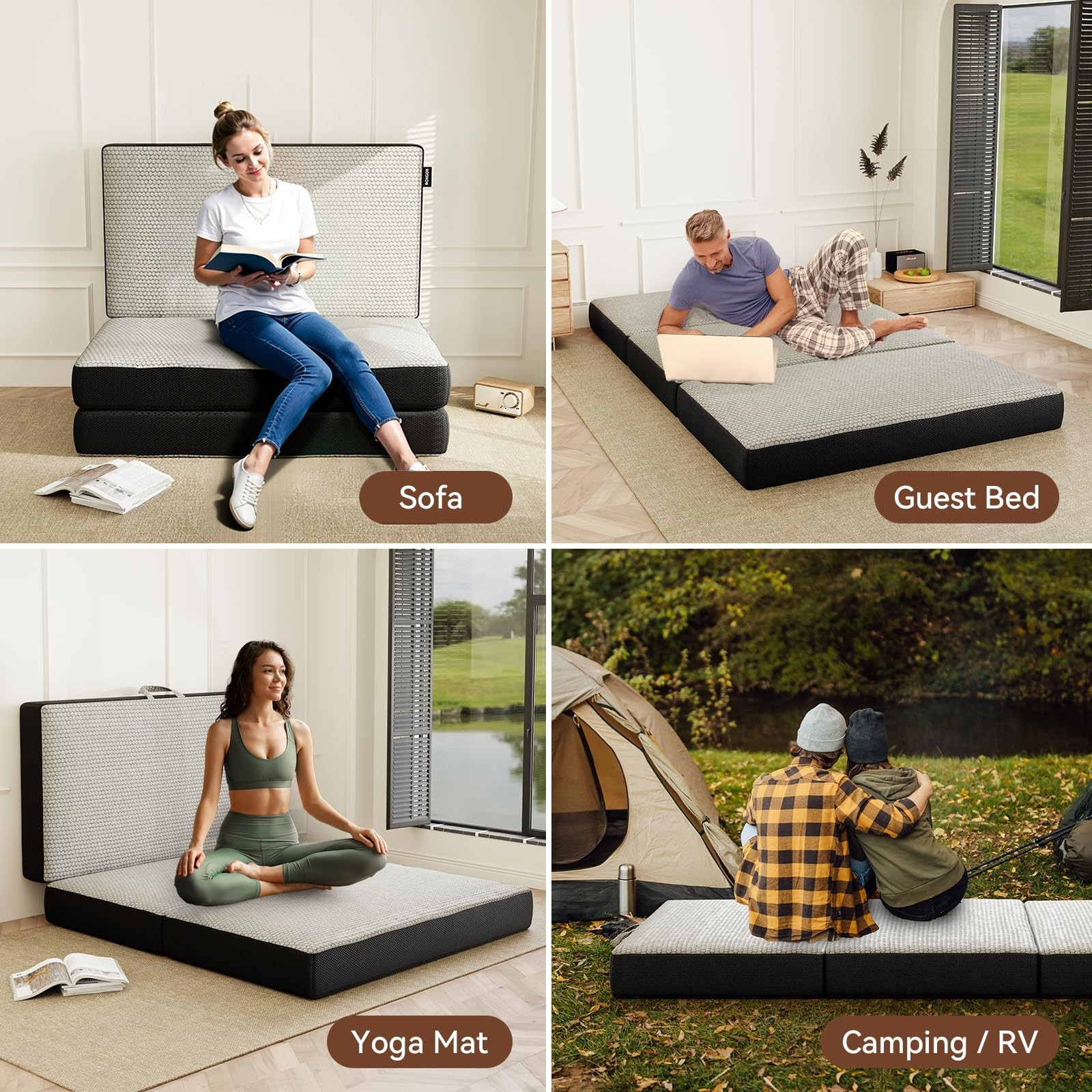 Memory Foam Trifold Mattress, 6 Inch Queen Foldable Mattress, Portable Floor …