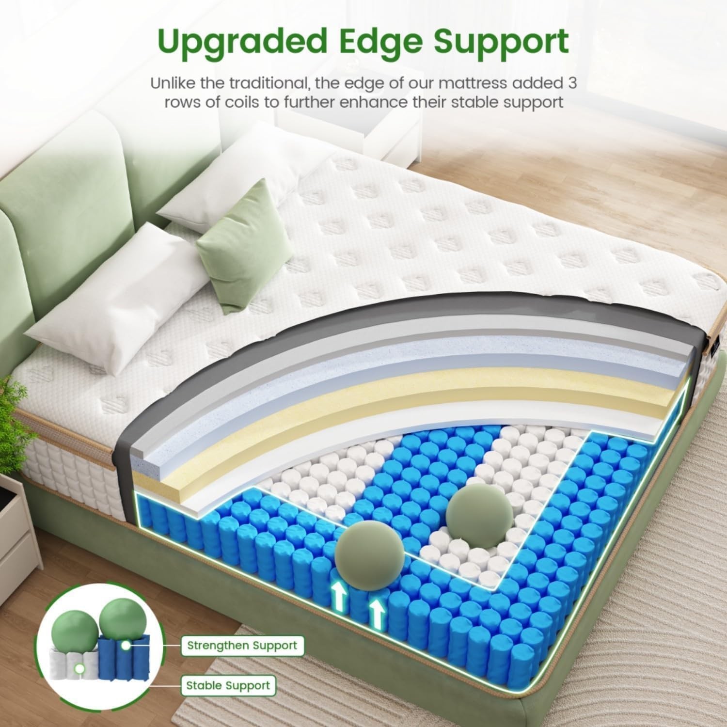 California King Size Mattress,14 Inch Gel Memory Foam Hybrid Mattress in a Box,M