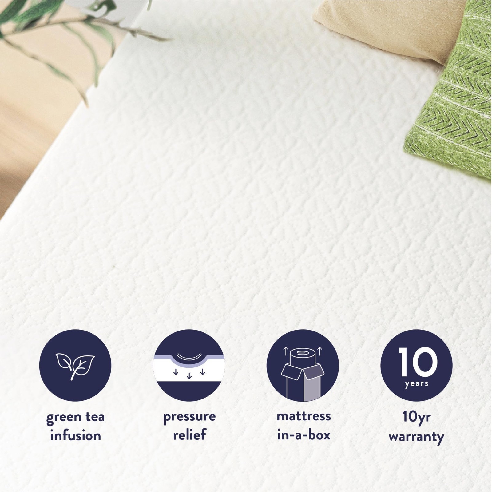 6″ Twin Mattress Bed-in-a-Box, Green Tea Memory Foam, Comfortable Sleep Solution