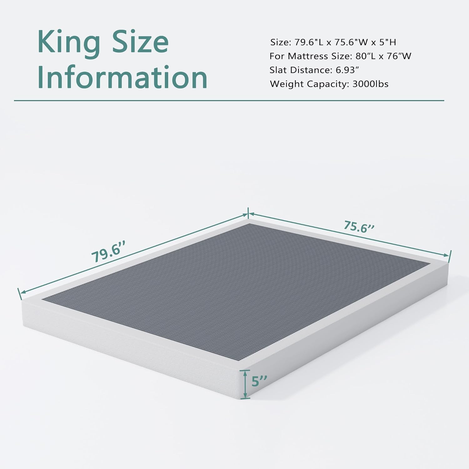 Heavy Duty King Size Box Spring, 5″ High, Easy Assembly, Noise Free