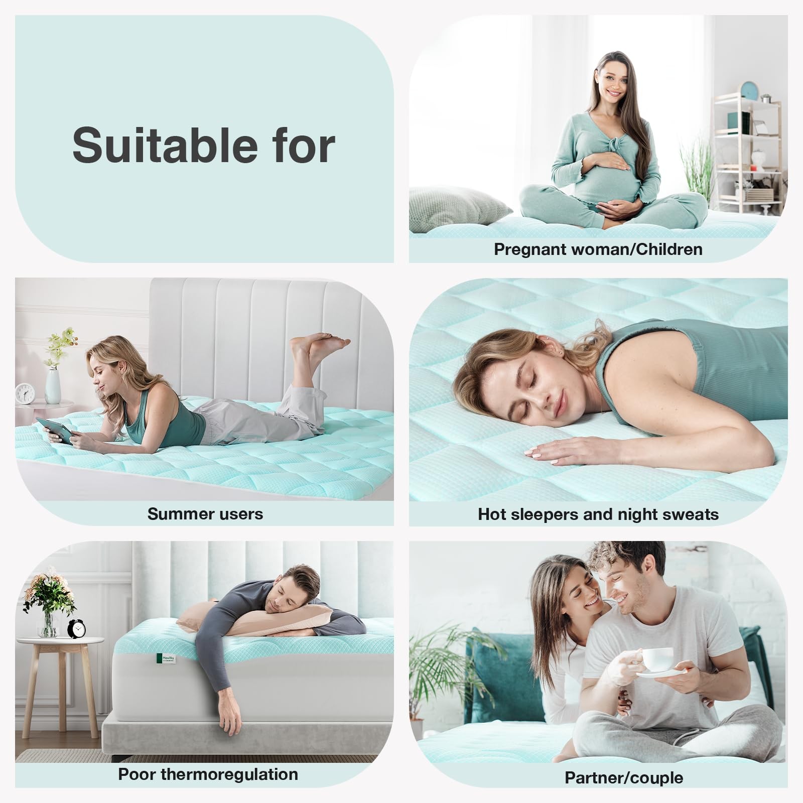 Novilla Dual-Layer Memory Foam Mattress Topper with Detachable Cooling Cover …