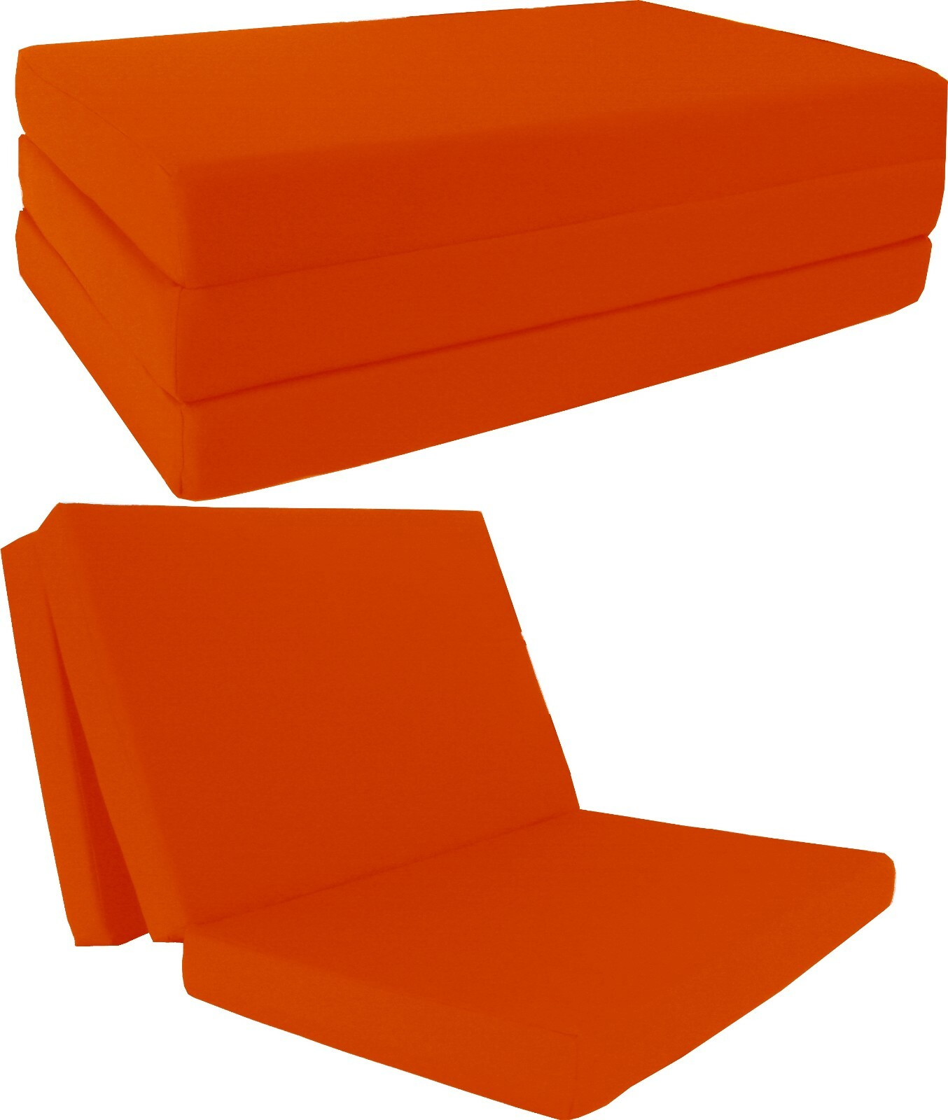 Twin Trifold Foam Beds, Foldable Mattresses, Cushions, Seats 4x39x75, Orange