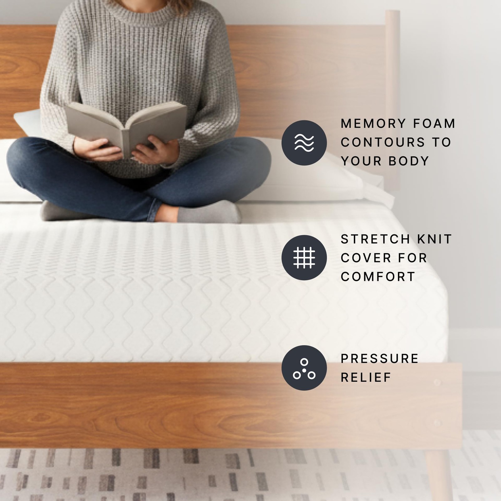 Chime Memory Foam 12″ Twin Mattress with Thick Memory and Support Foam for Pr…