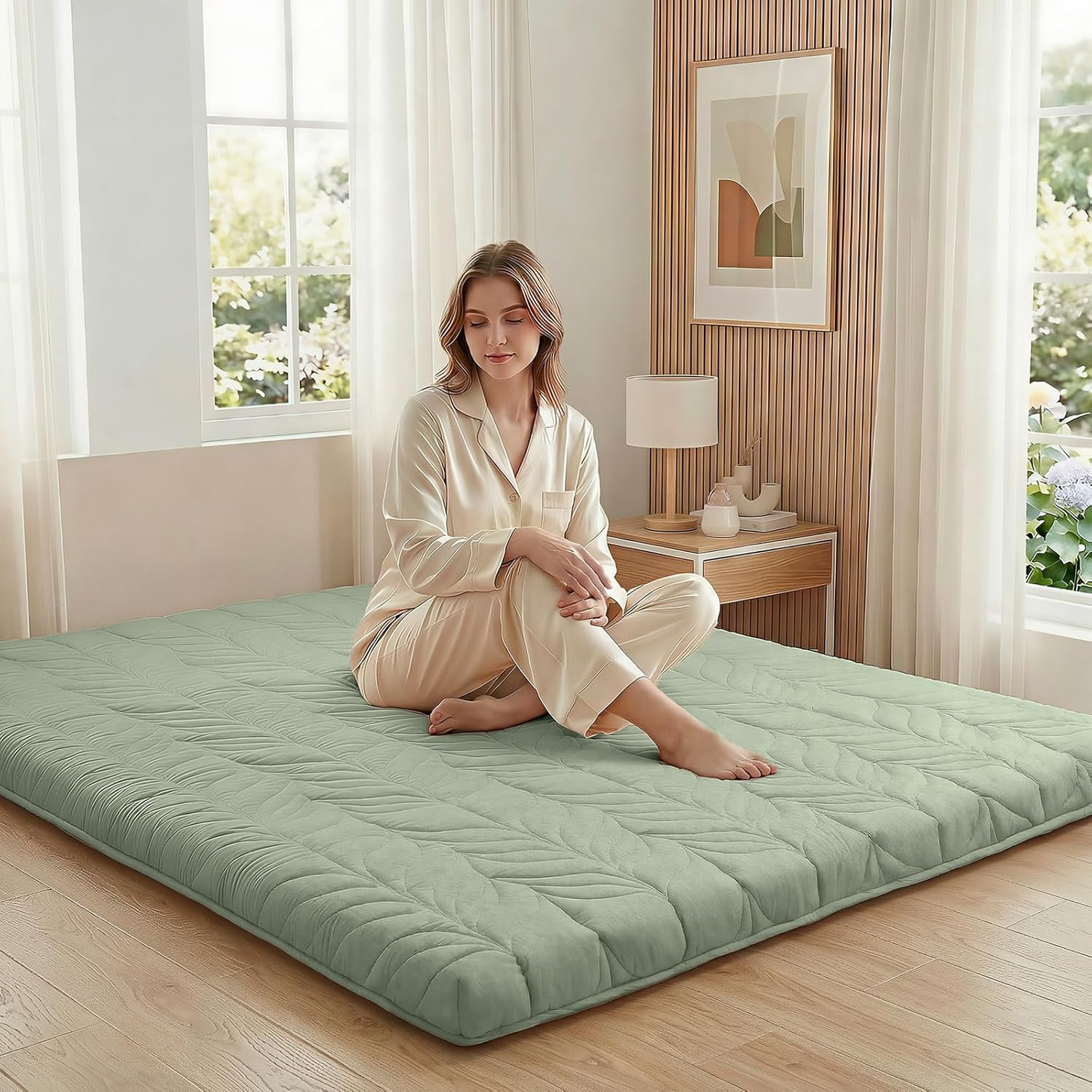 King Size Japanese Floor Mattress Futon 4 Inch Foldable Tatami Sleep Mat