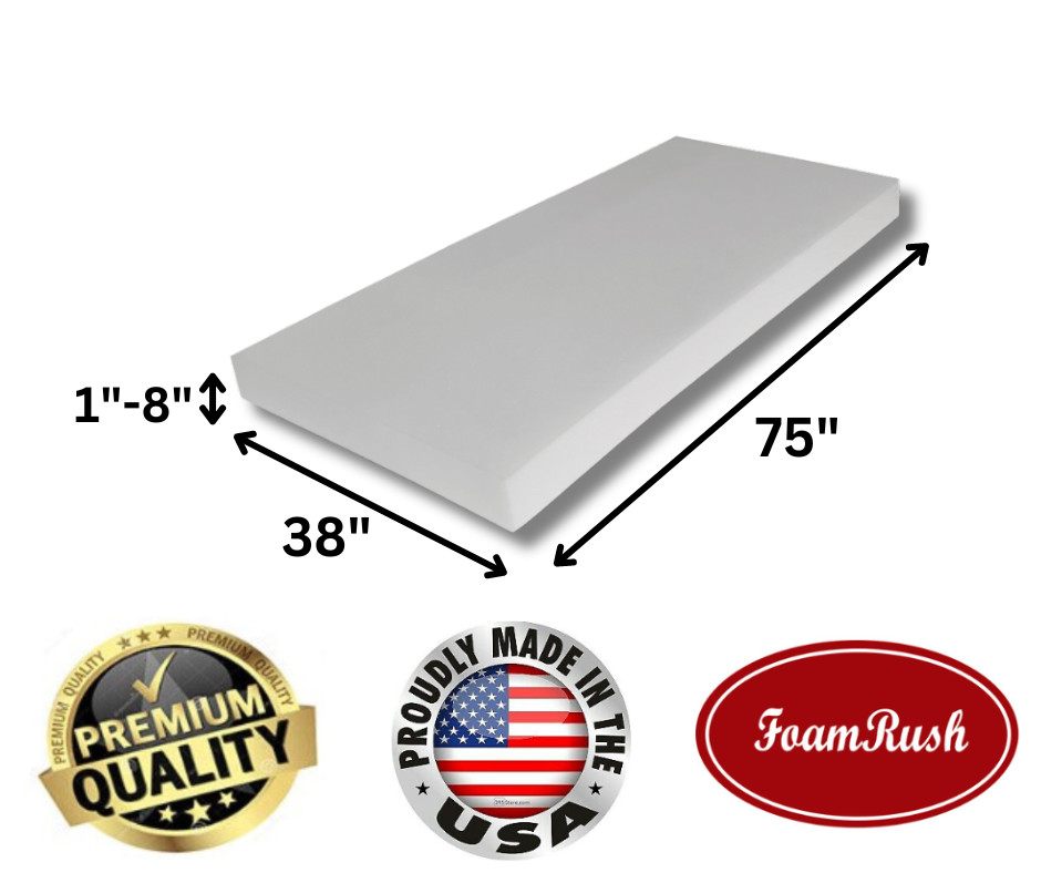 FoamRush 38″ x 75″ High Density Twin Bed Foam Mattress Replacement USA