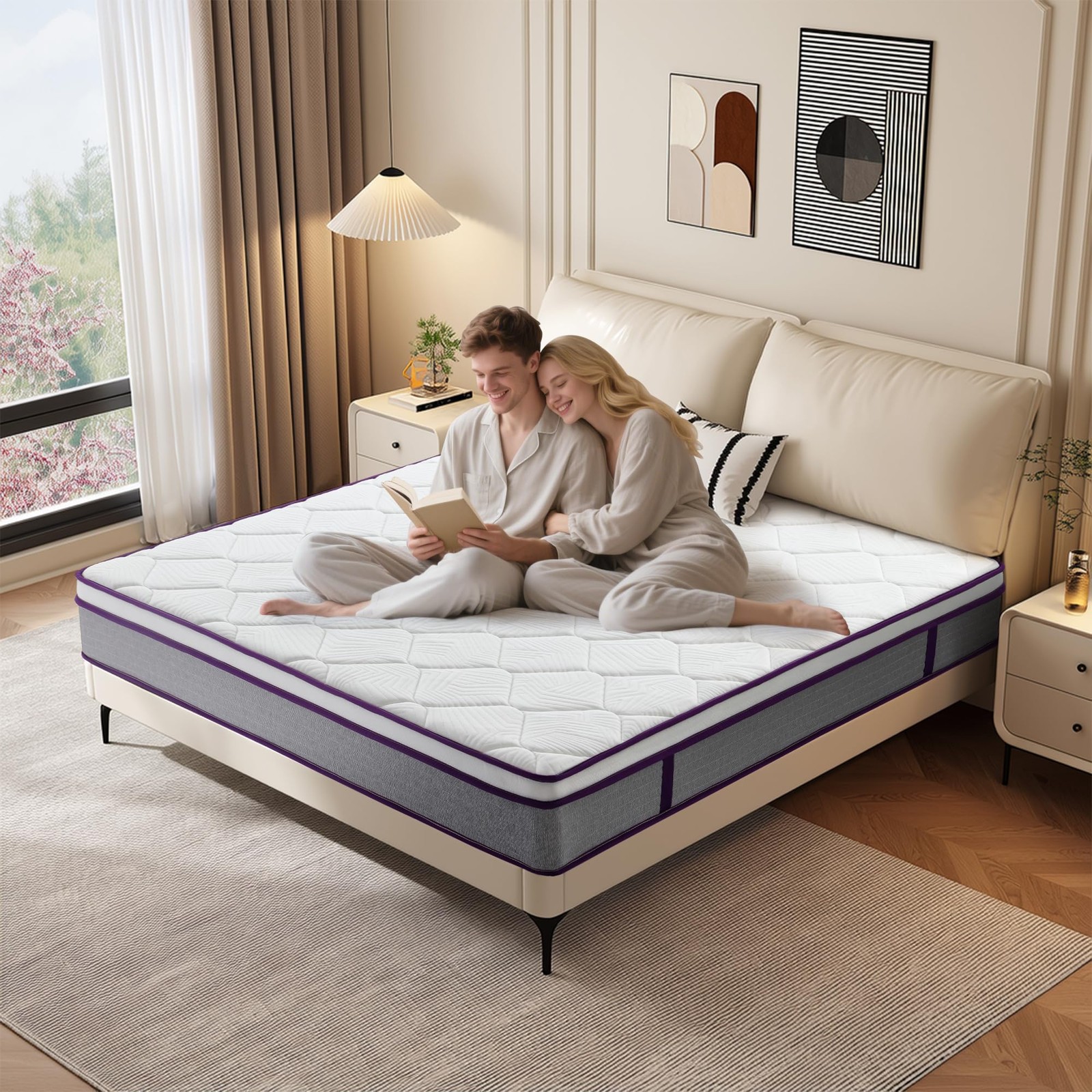 Full Mattress, 10 Inch Medium Firm Hybrid Mattresses with Gel Memory Foam and…