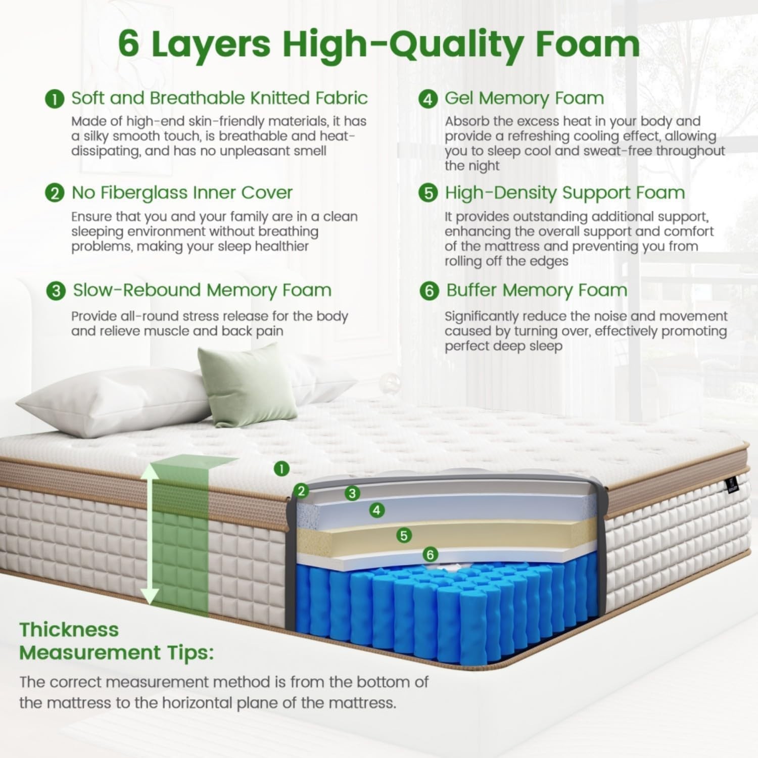 California King Size Mattress,14 Inch Gel Memory Foam Hybrid Mattress in a Box,M