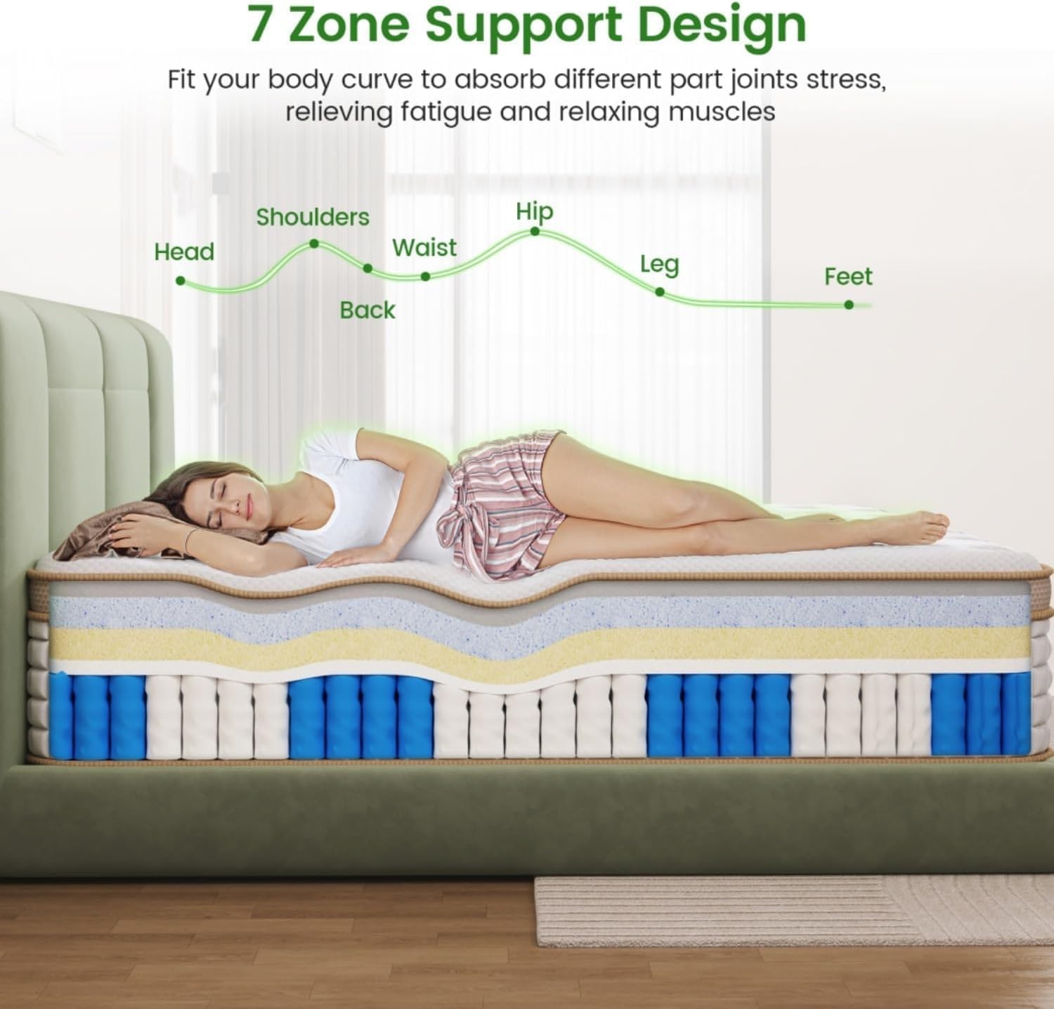 California King Size Mattress,14 Inch Gel Memory Foam Hybrid Mattress in a Box,M