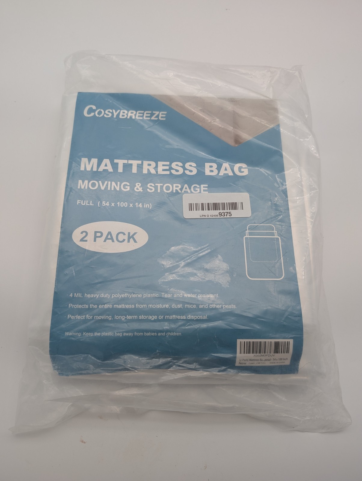 Cosybreeze Mattress Bag 2 Pack Full Size Bed