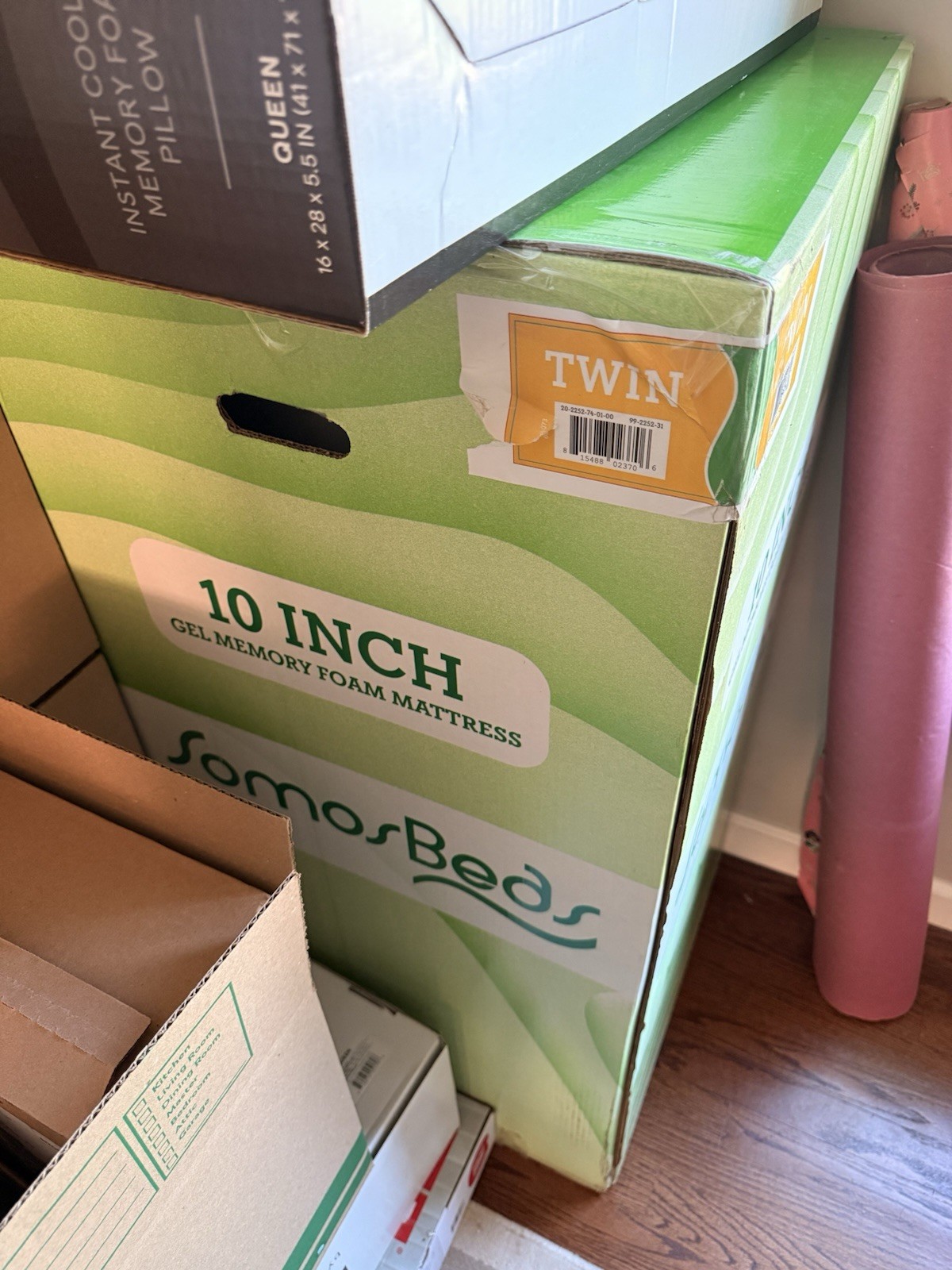 SomosBeds 10in Gel Memory Foam Twin Mattress, Medium Firm, Green, CertiPUR-US