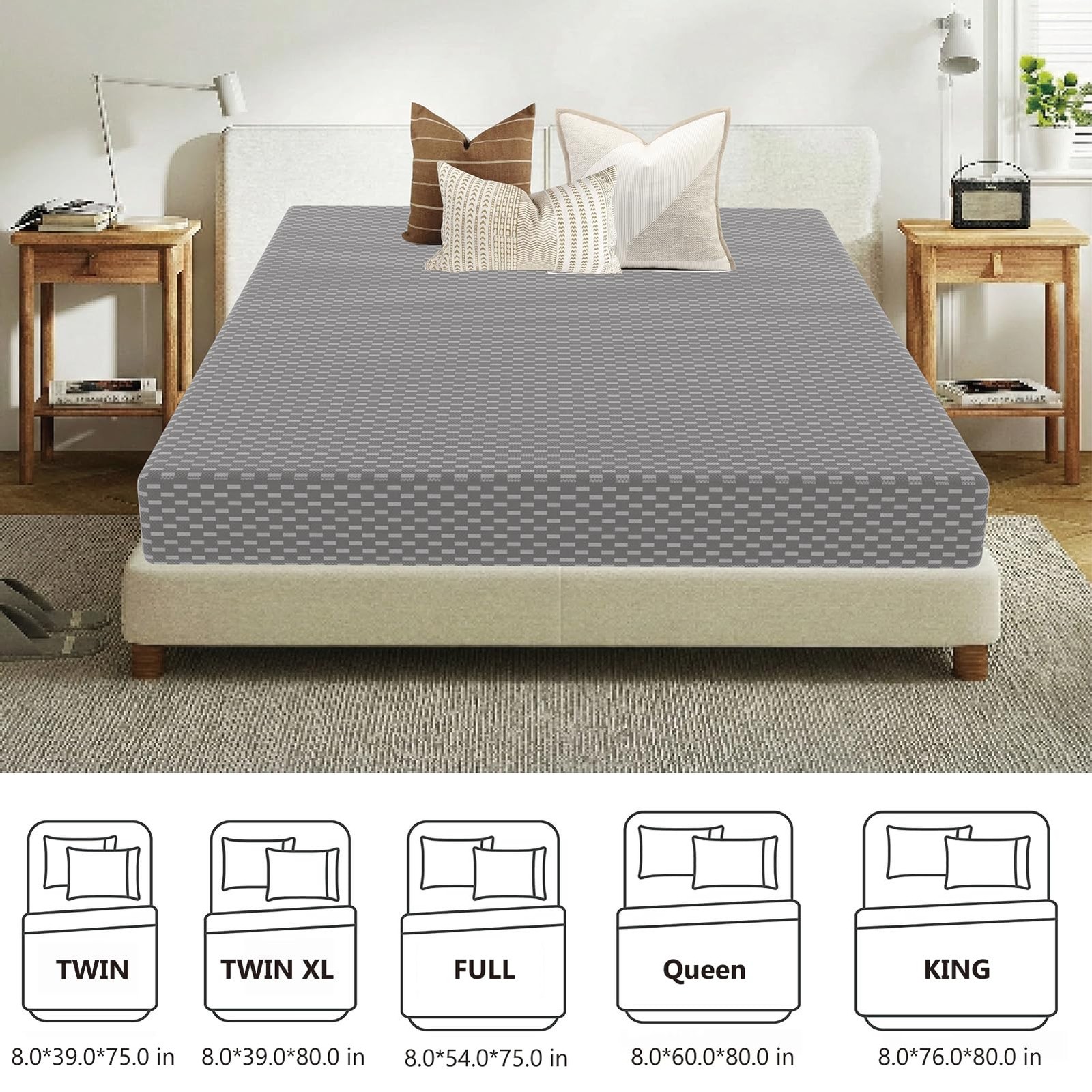 Twin XL Mattress, 8 Inch Memory Foam Mattress in a Box, Pressure Relief, Soft…