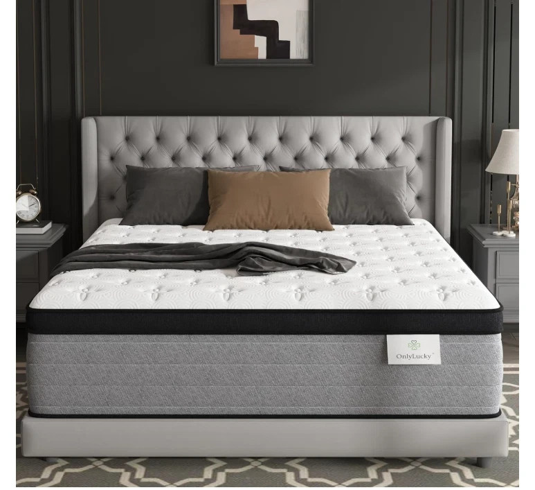Onlylucky King Mattress 14 Inch Hybrid Firm 7 Zone Pocket Spring Only