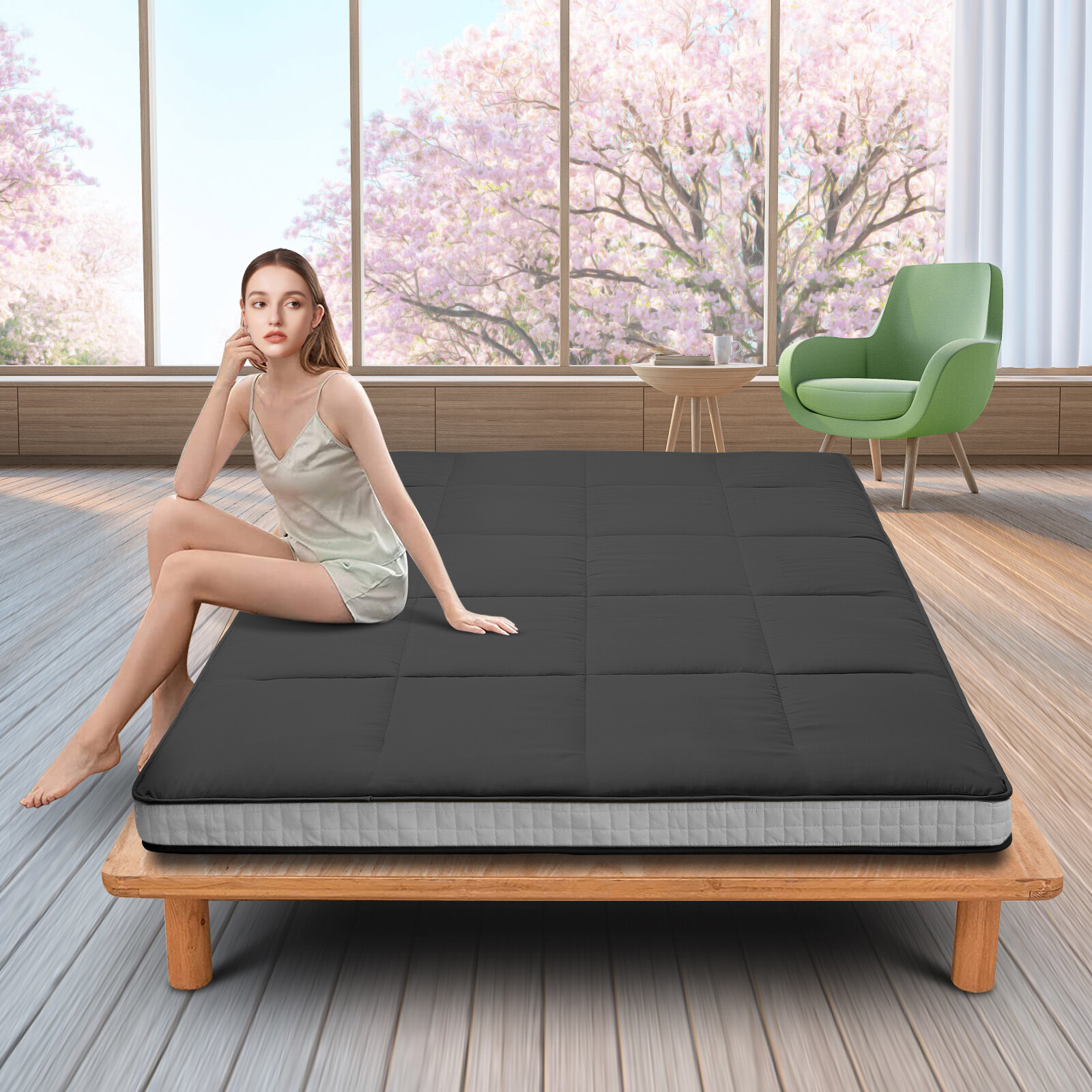 NAIZEA Japanese Traditional Tatami Mattress Mat Foldable Floor Straw Mat Yoga