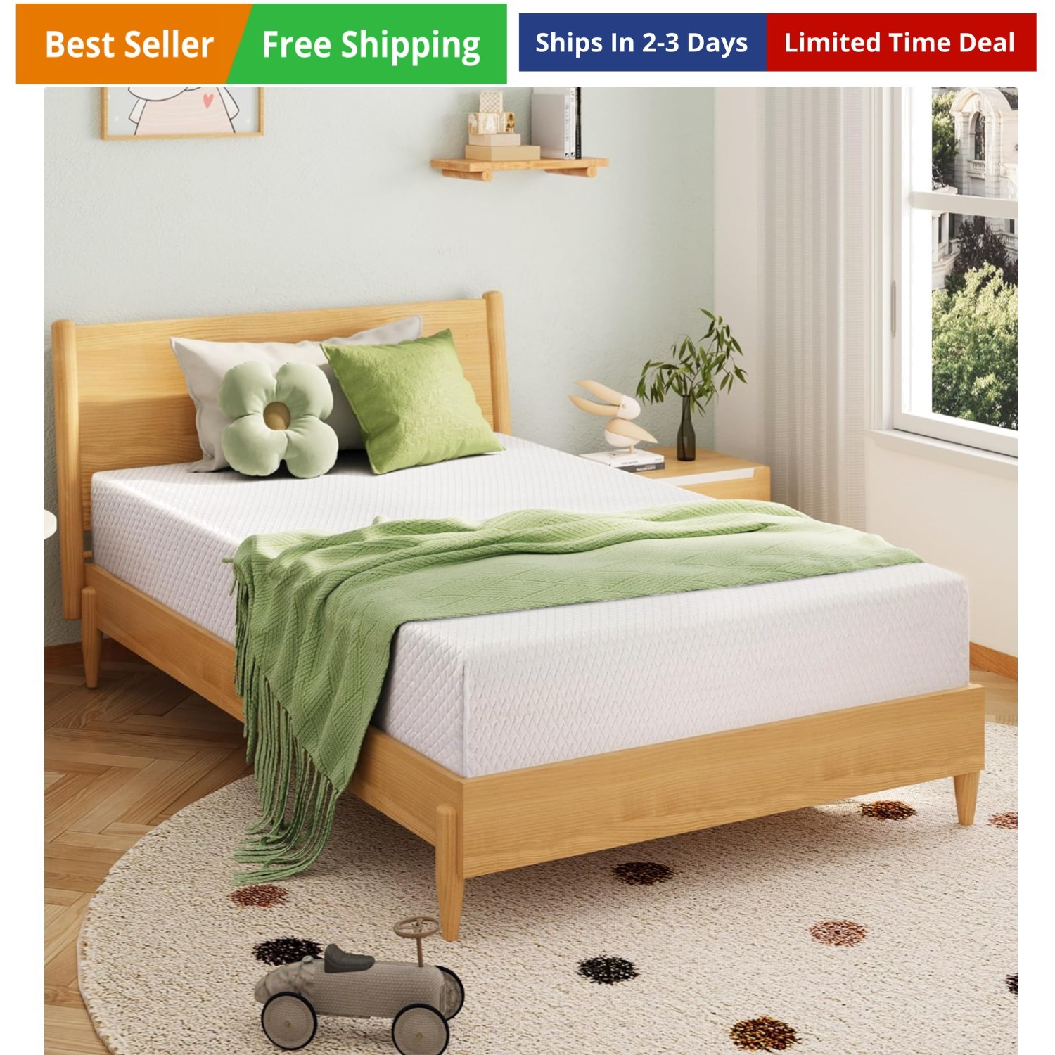 5 Inch Twin Mattress for Kids, Memory Foam Mattress with Cooling Green Tea Ge…