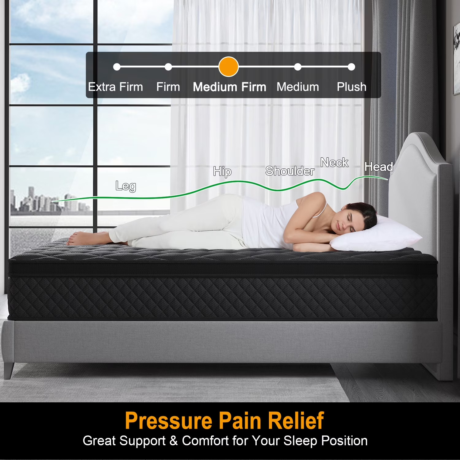 14″ Colchones Queen Size De Espuma 14 Pulgadas Gel Memory Foam Hybrid Mattress