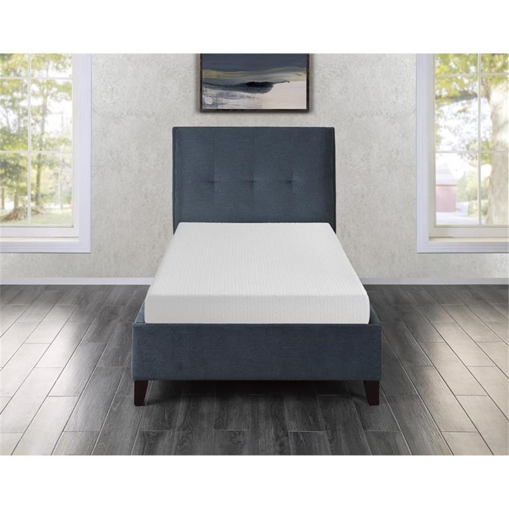 Pemberly Row 8″ Modern Fabric Twin Gel Memory Mattress in White