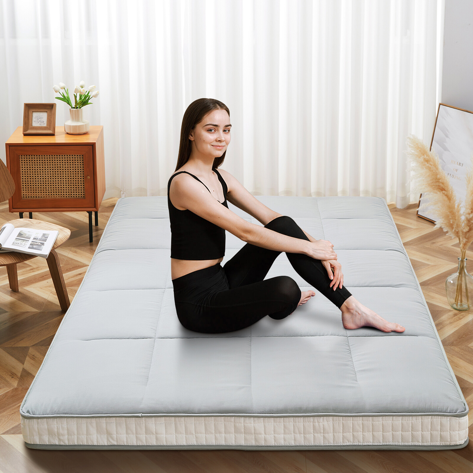 SLSY Futon Mattress, Japanese Floor Mattress Quilted Bed Mattress Topper Mat