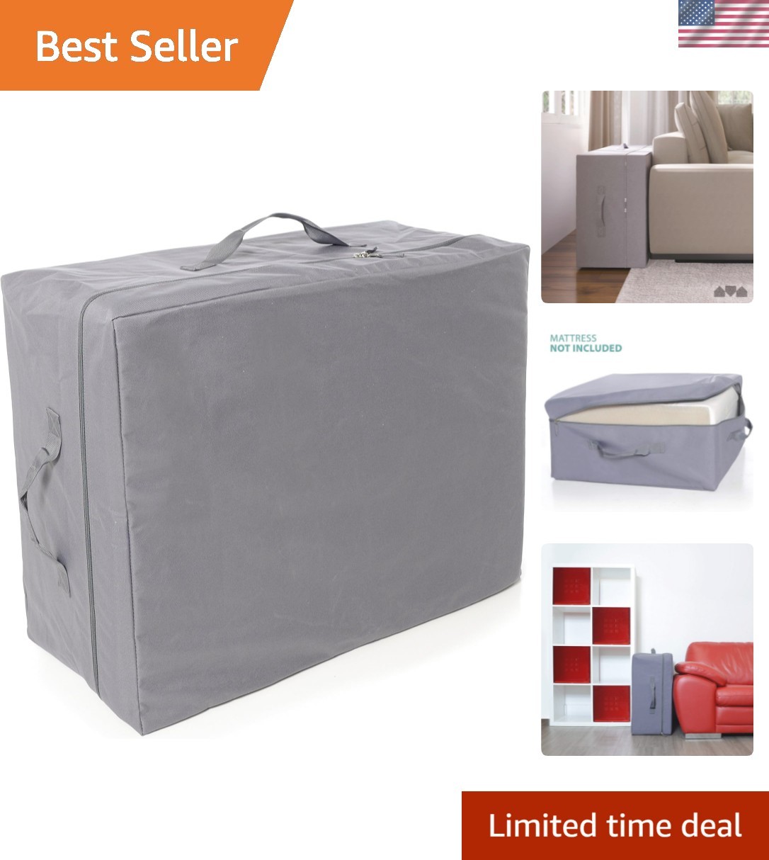 Luxury Carry Case for 4-Inch Twin Trifold Mattress – Secure Zipper Closure