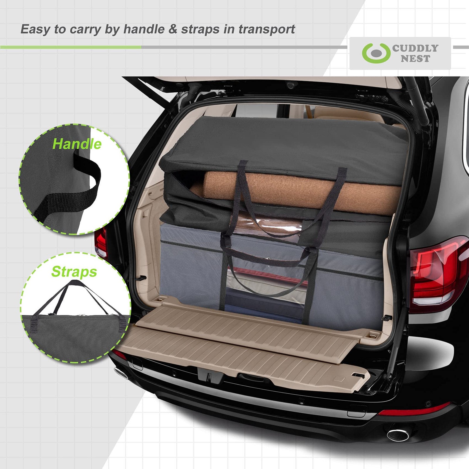Cuddly Nest Folding Mattress Storage Bag Heavy Duty Carry Case Tri-Fold Guest