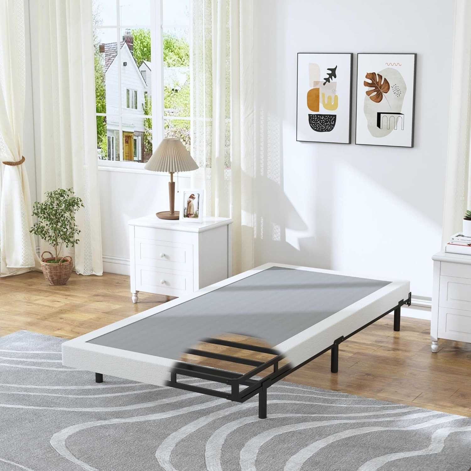 Twin Box Spring 4 Inch High Profile Box Spring Twin Bed Sturdy Metal Frame