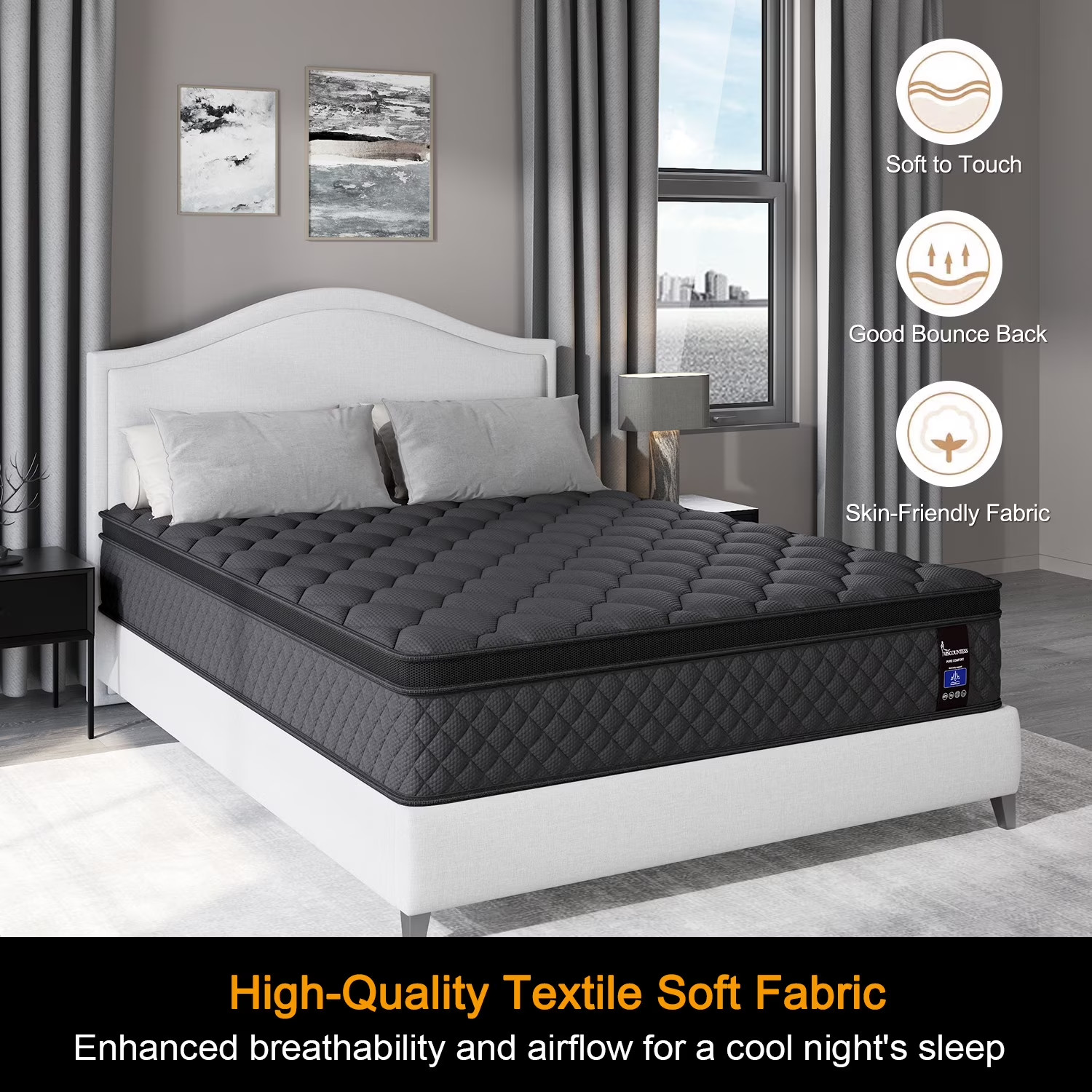 14″ Colchones Queen Size De Espuma 14 Pulgadas Gel Memory Foam Hybrid Mattress